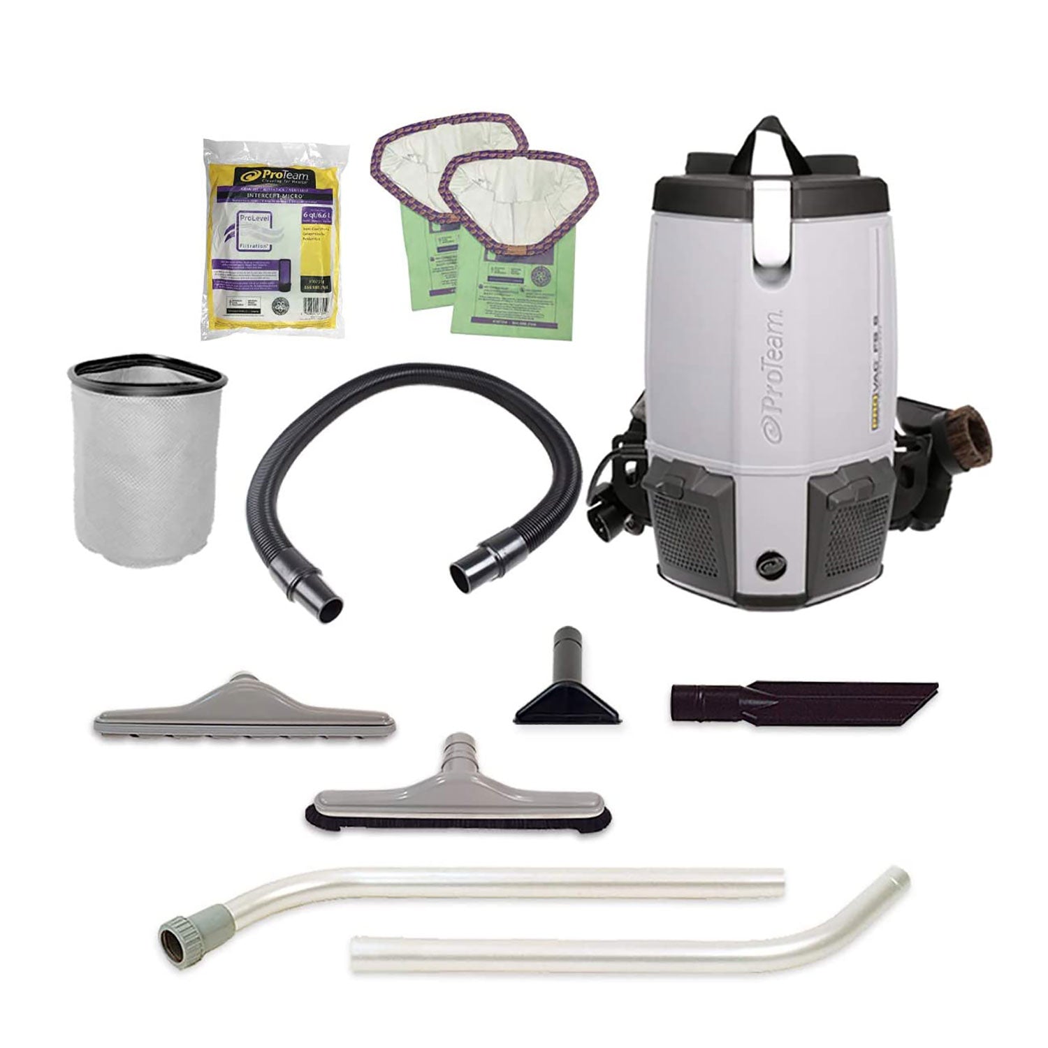 ProTeam 107363 ProVac FS 6 6 Quart Backpack Vacuum with Wand Tool Kit (Open Box)