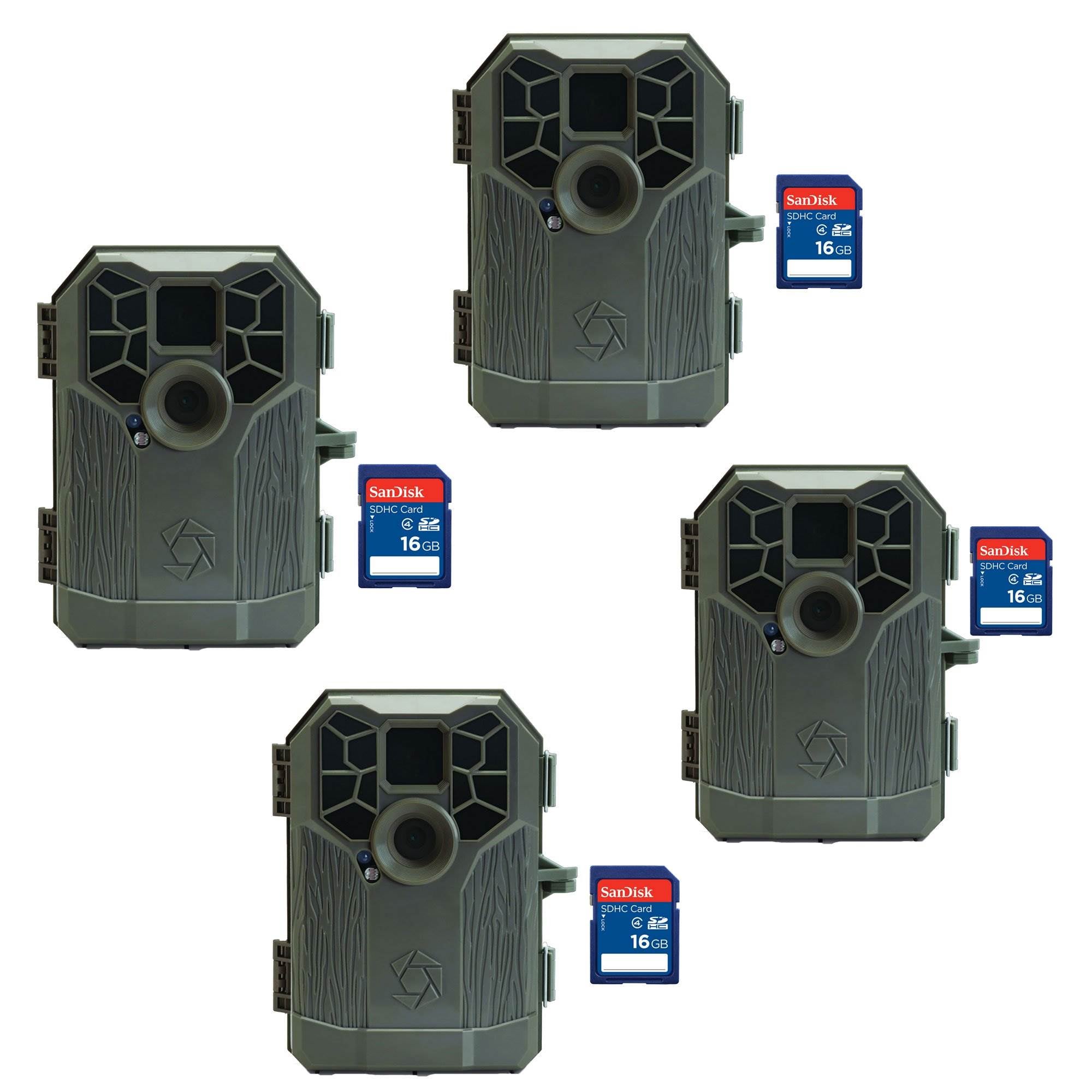 Stealth Cam Video Audio Photography Hunting Game Trail Camera, 4 Pack + SD Cards