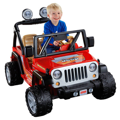 Fisher Price Power Wheels Realistic Jeep Wrangler 2 Seat Kid's Ride On Car, Red
