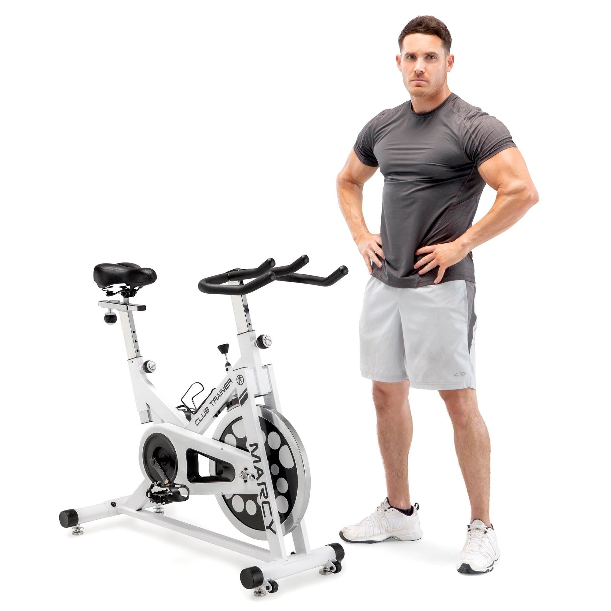 Marcy XJ-5801 Club Revolution Indoor Home Gym Exercise Bike Trainer, White/Black - VMInnovations