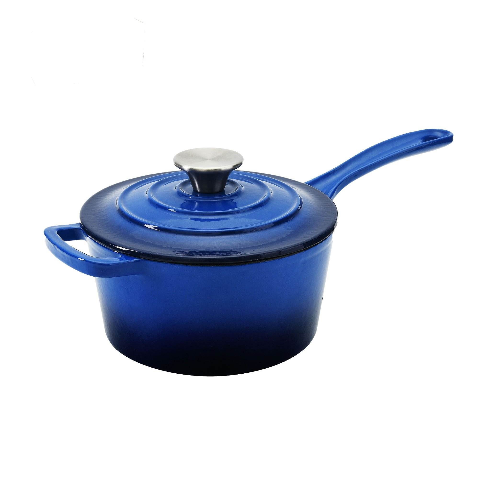 Hamilton Beach 2-Quart Enamel Cast Iron Sauce Pan, Blue (Open Box)