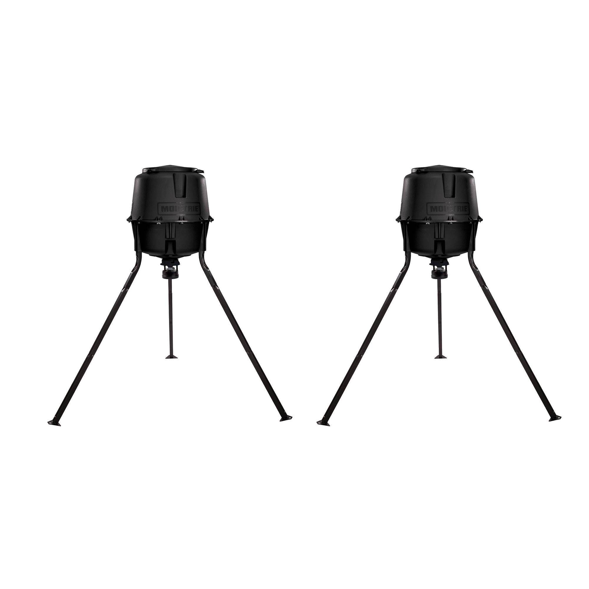 Moultrie 30 Gallon Hopper Hunting Tripod Deer Feeder w/ Digital Timer (2 Pack)