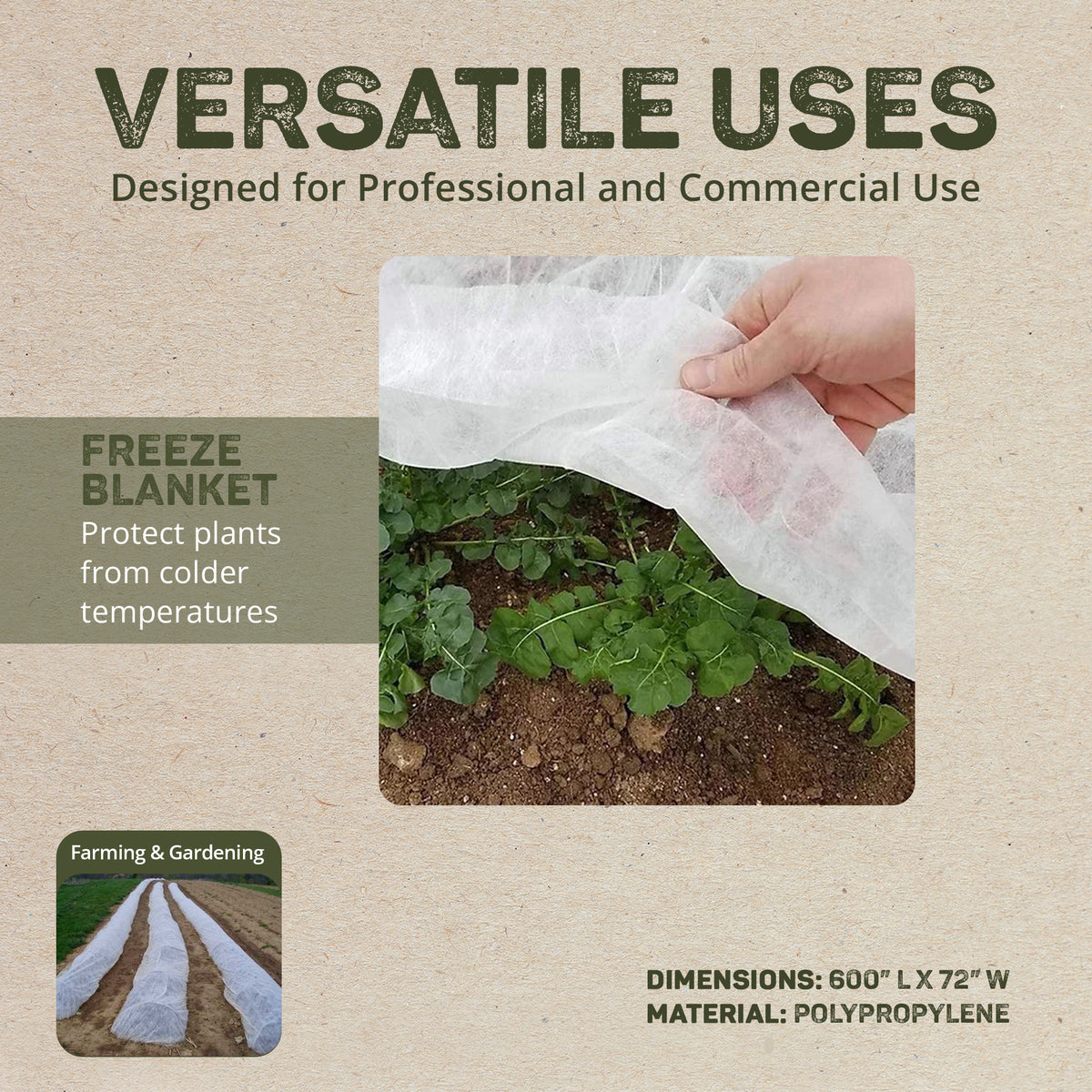 DeWitt Ultimate650 6’ x 50’ Plant Cover Freeze Protection Cloth Frost Blanket