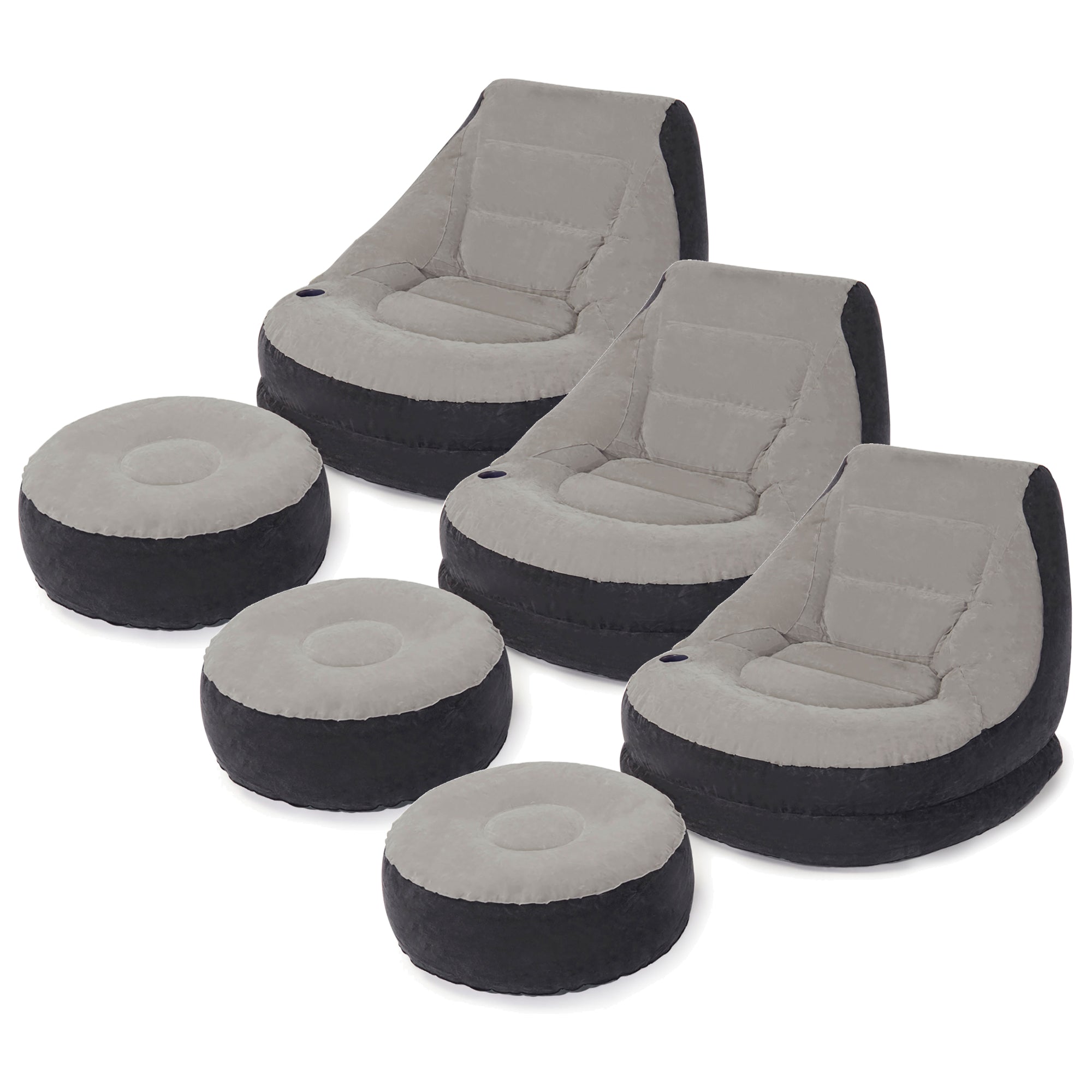 Intex Inflatable Ultra Lounge Chair With Cup Holder And Ottoman Set (3 Pack)