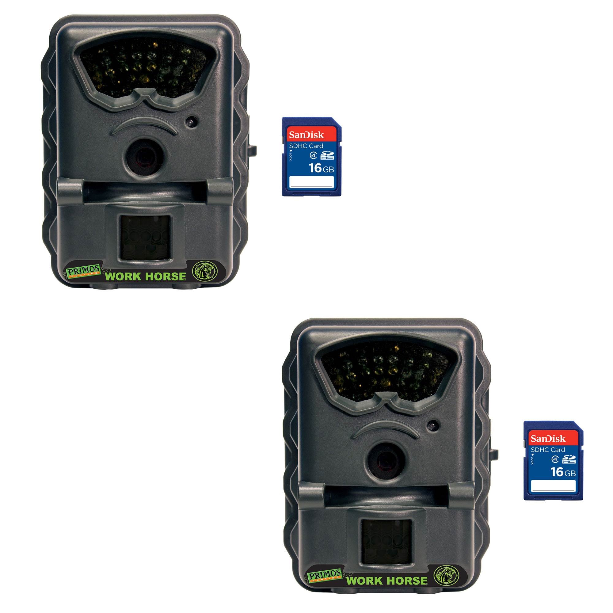 Primos Work Horse 3MP Infrared Camera (Certified Refurbished), 2 Pack + SD Cards