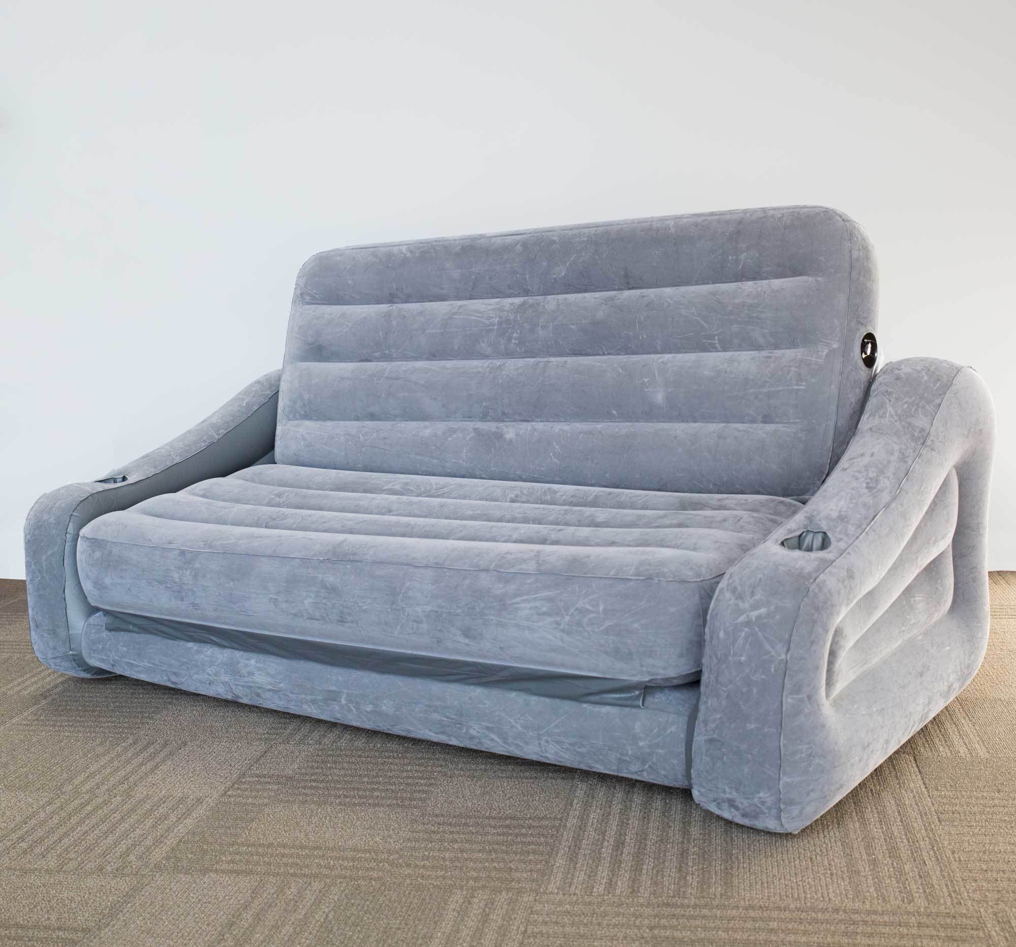 Intex Inflatable 2-In-1 Pull-Out Sofa & Queen Air Mattress Futon, Gray (2 Pack)