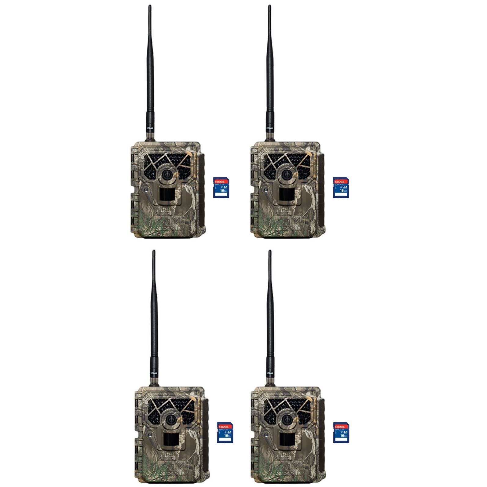 Covert Blackhawk LTE Wireless Live Video Photo Game Camera, 4 Pack + SD Cards