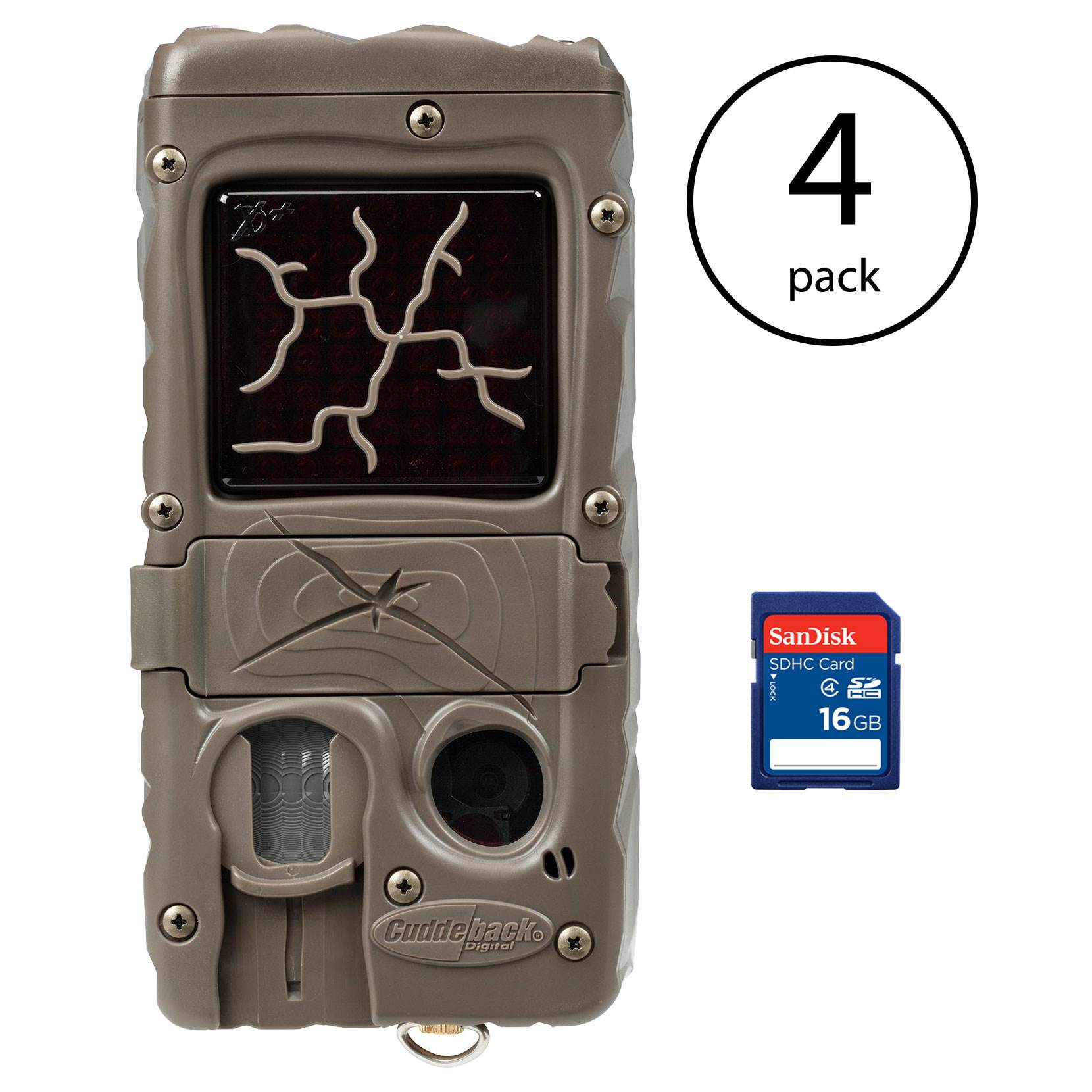 Cuddeback Dual Flash Cuddelink Invisible Infrared Game Camera, 4 Pack + SD Cards
