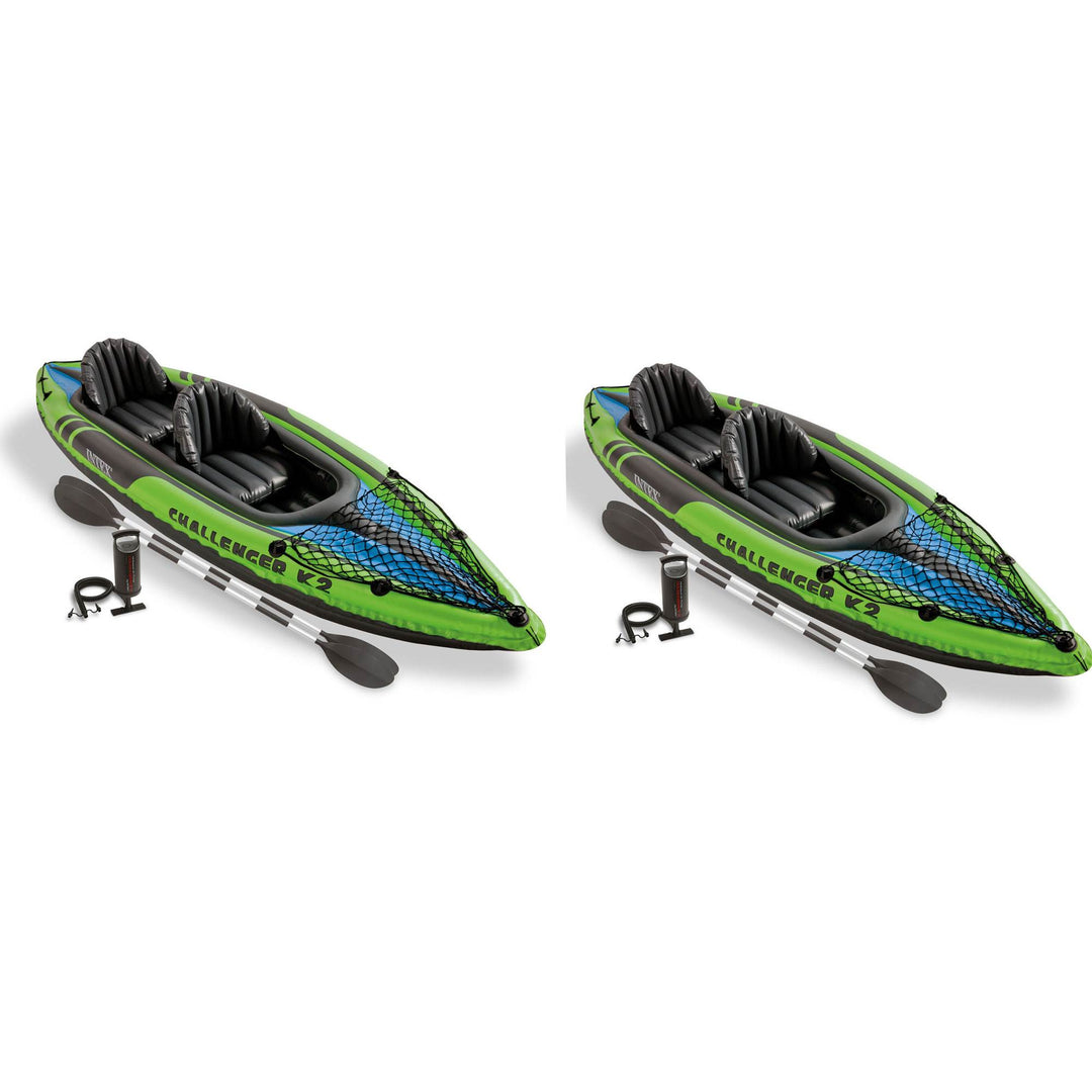 Intex Challenger K2 2-Person Inflatable Sporty Kayak + Oars And Pump (2 Pack) - VMInnovations