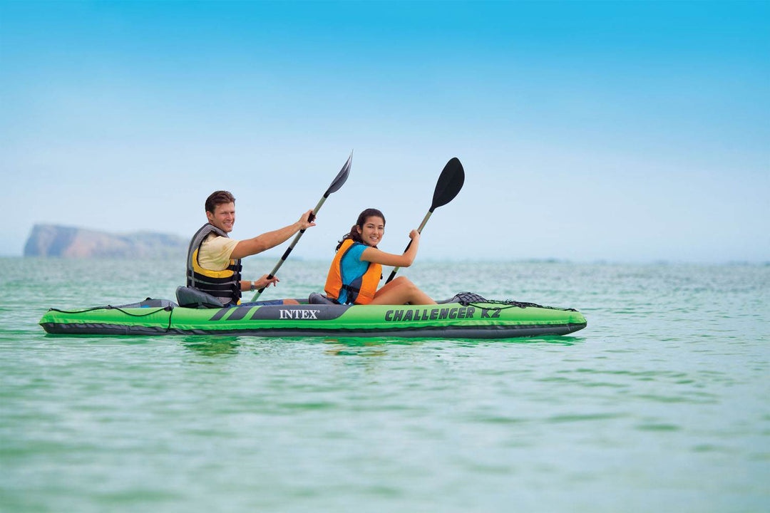 Intex Challenger K2 2-Person Inflatable Sporty Kayak + Oars And Pump (2 Pack) - VMInnovations