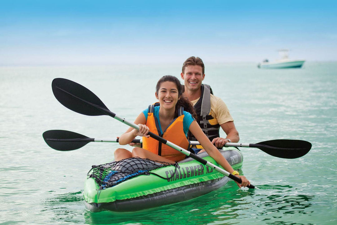 Intex Challenger K2 2-Person Inflatable Sporty Kayak + Oars And Pump (2 Pack) - VMInnovations