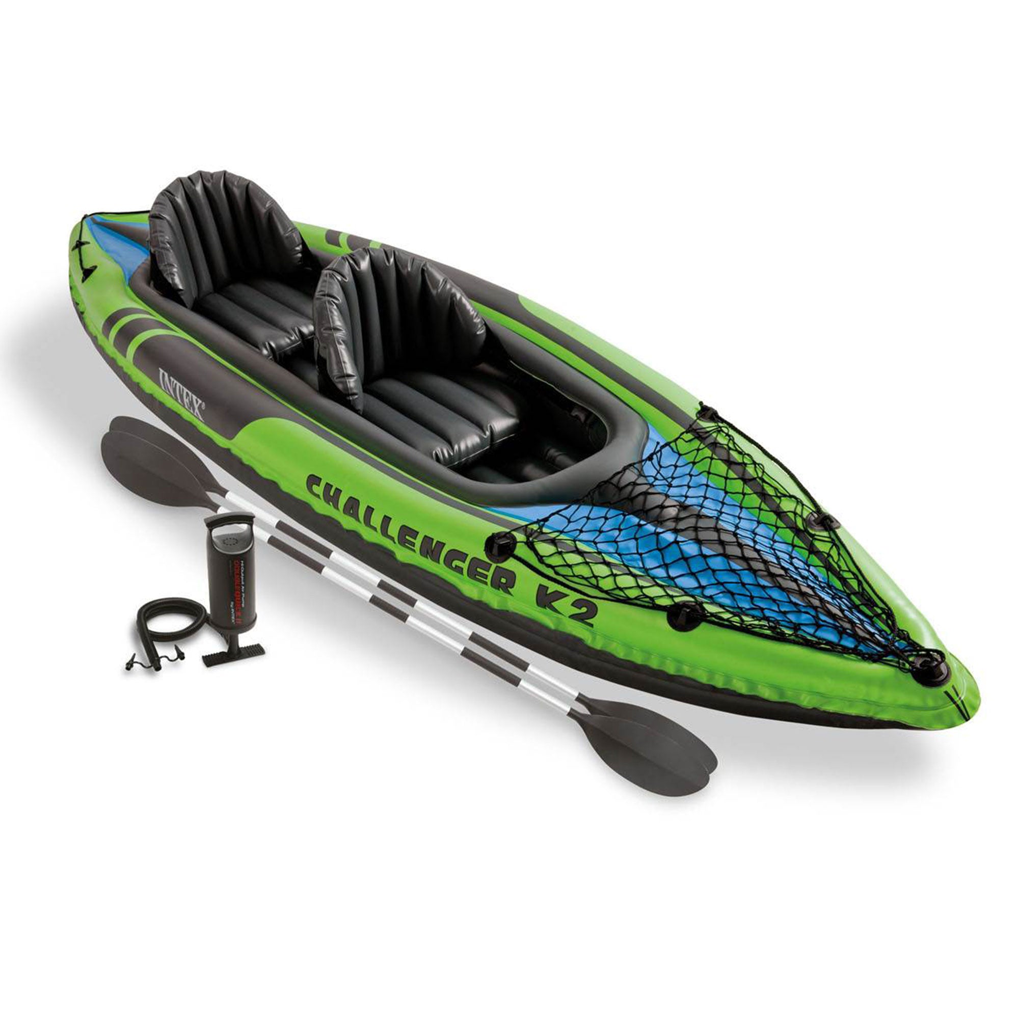 Intex Challenger K2 2-Person Inflatable Sporty Kayak + Oars And Pump (4 Pack)