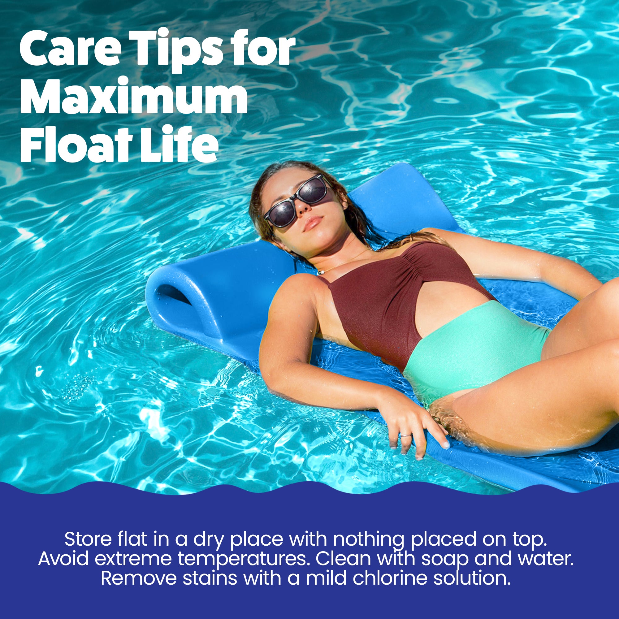 Texas Recreation Splash 70 Inch Foam Raft Lounger Pool Lake Float, Blue (4 Pack)