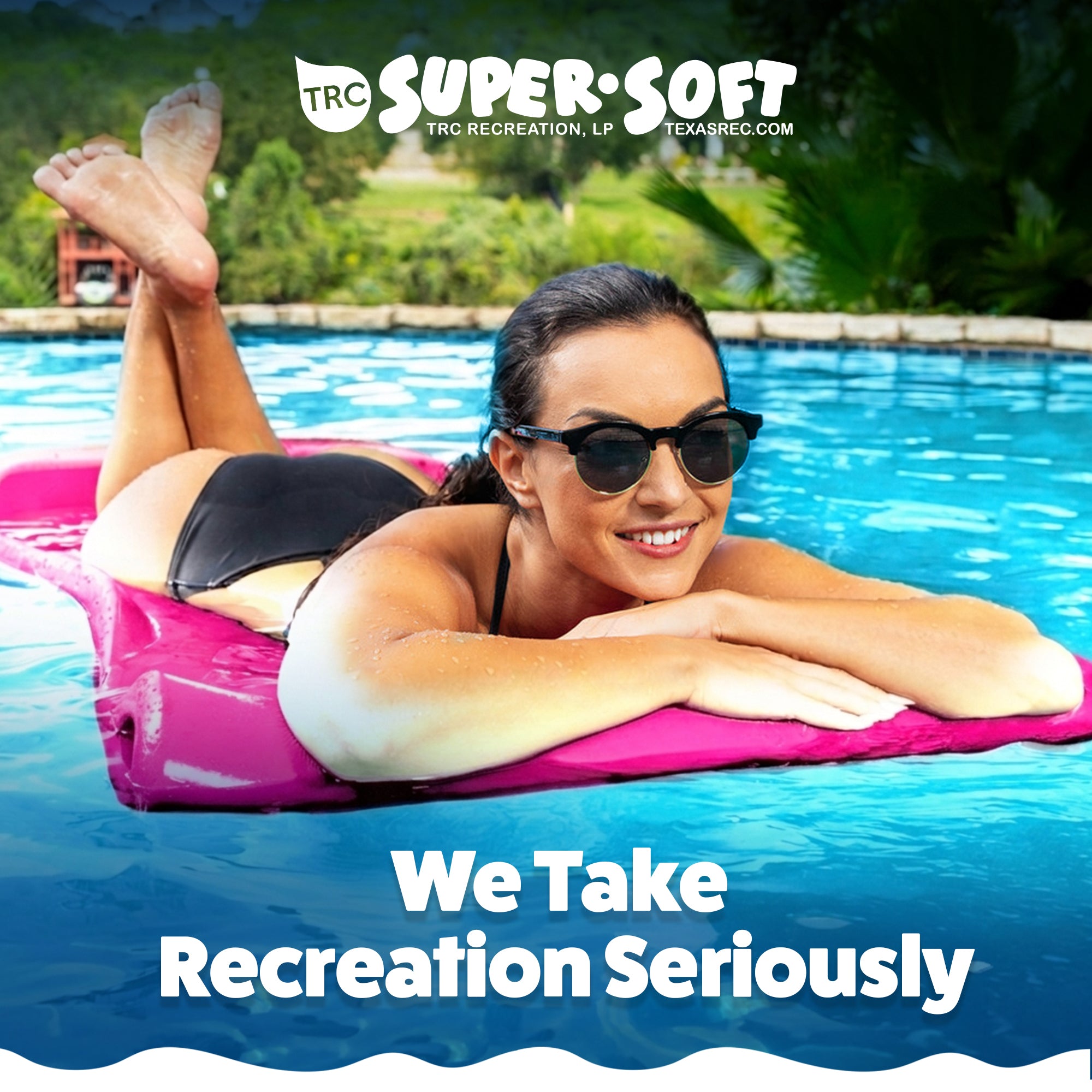 Texas Recreation Splash 70 Inch Foam Raft Lounger Pool Lake Float, Blue (4 Pack)