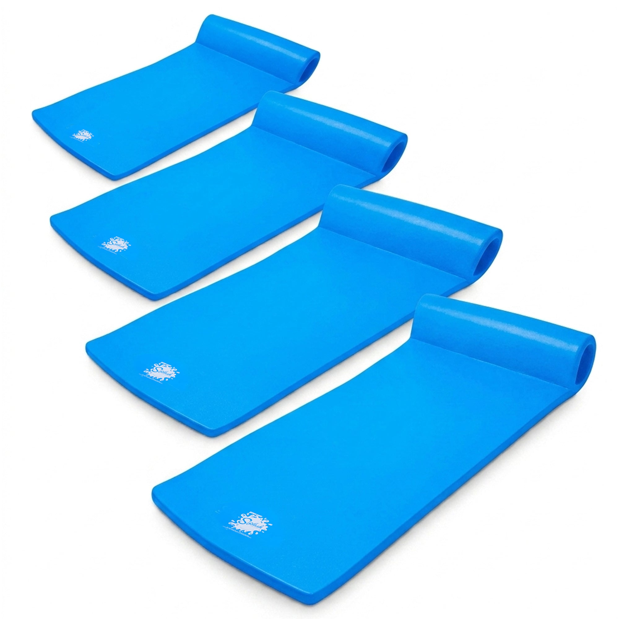Texas Recreation Splash 70 Inch Foam Raft Lounger Pool Lake Float, Blue (4 Pack)