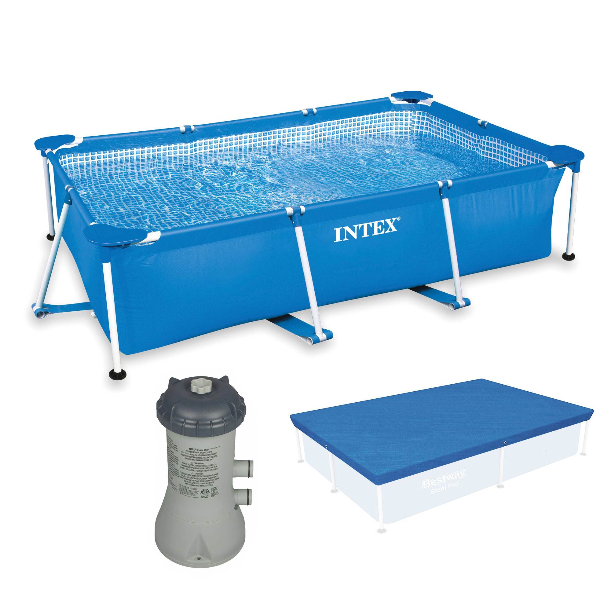 Intex 86" x 59" x 23" Rectangular Frame Pool + 1000 GPH Filter Pump + Cover