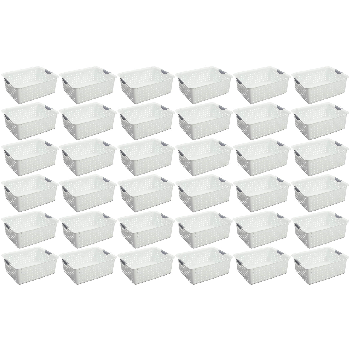 Sterilite Large Ultra Plastic Storage Bin Baskets with Handles, White, 36 Pack