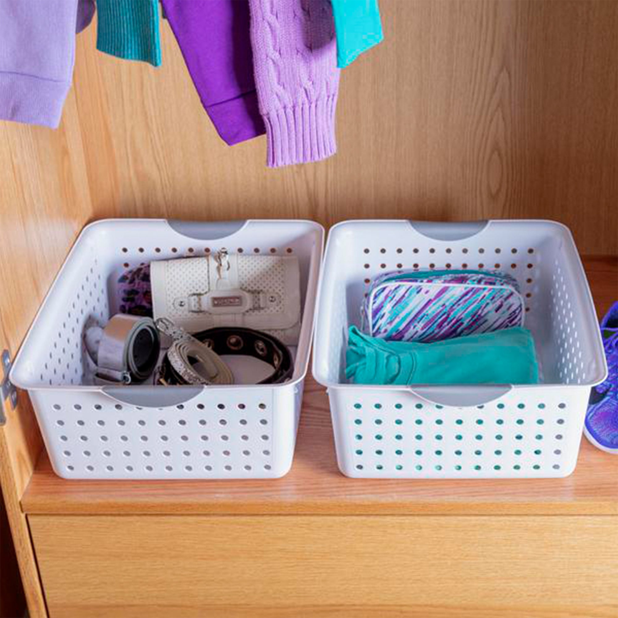 Sterilite Large Ultra Plastic Storage Bin Baskets with Handles, White, 54 Pack