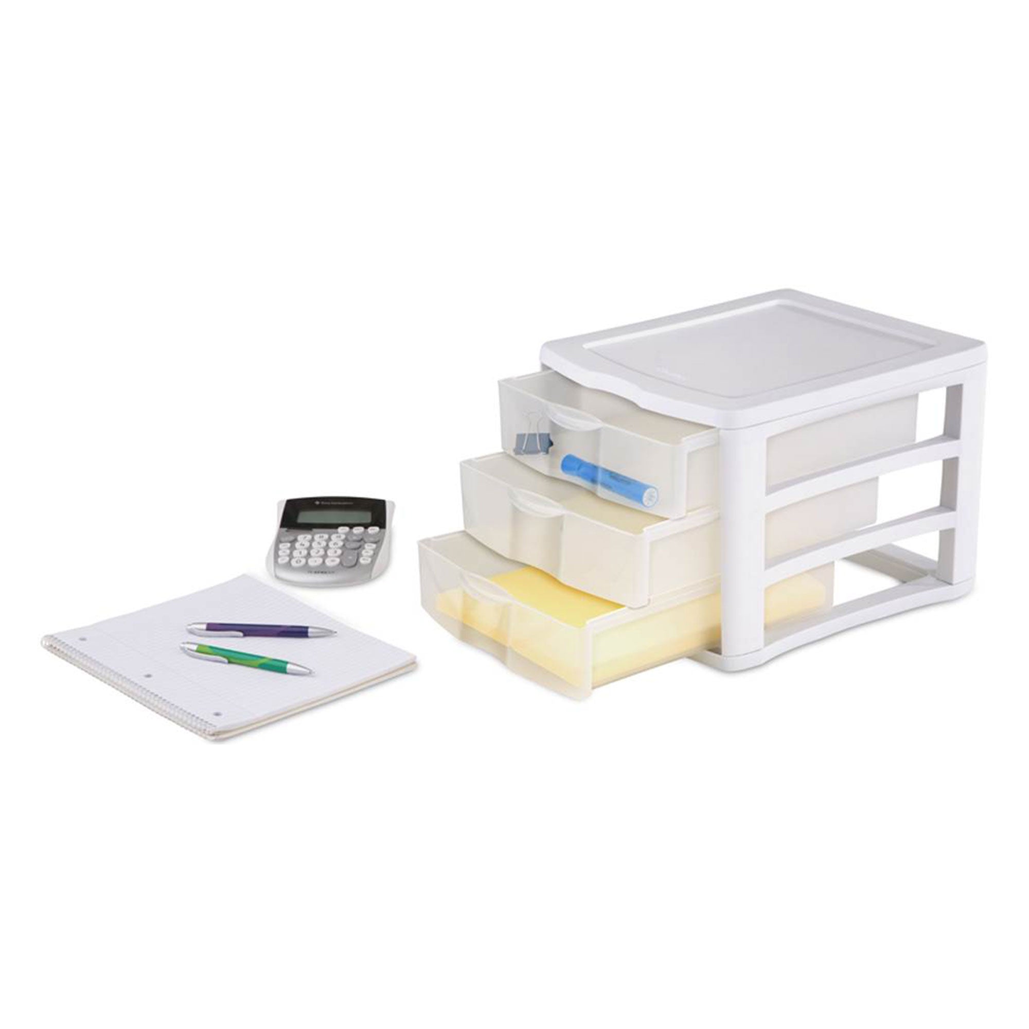 Sterilite ClearView Compact Stacking 3 Drawer Storage Organizer System, 40 Pack