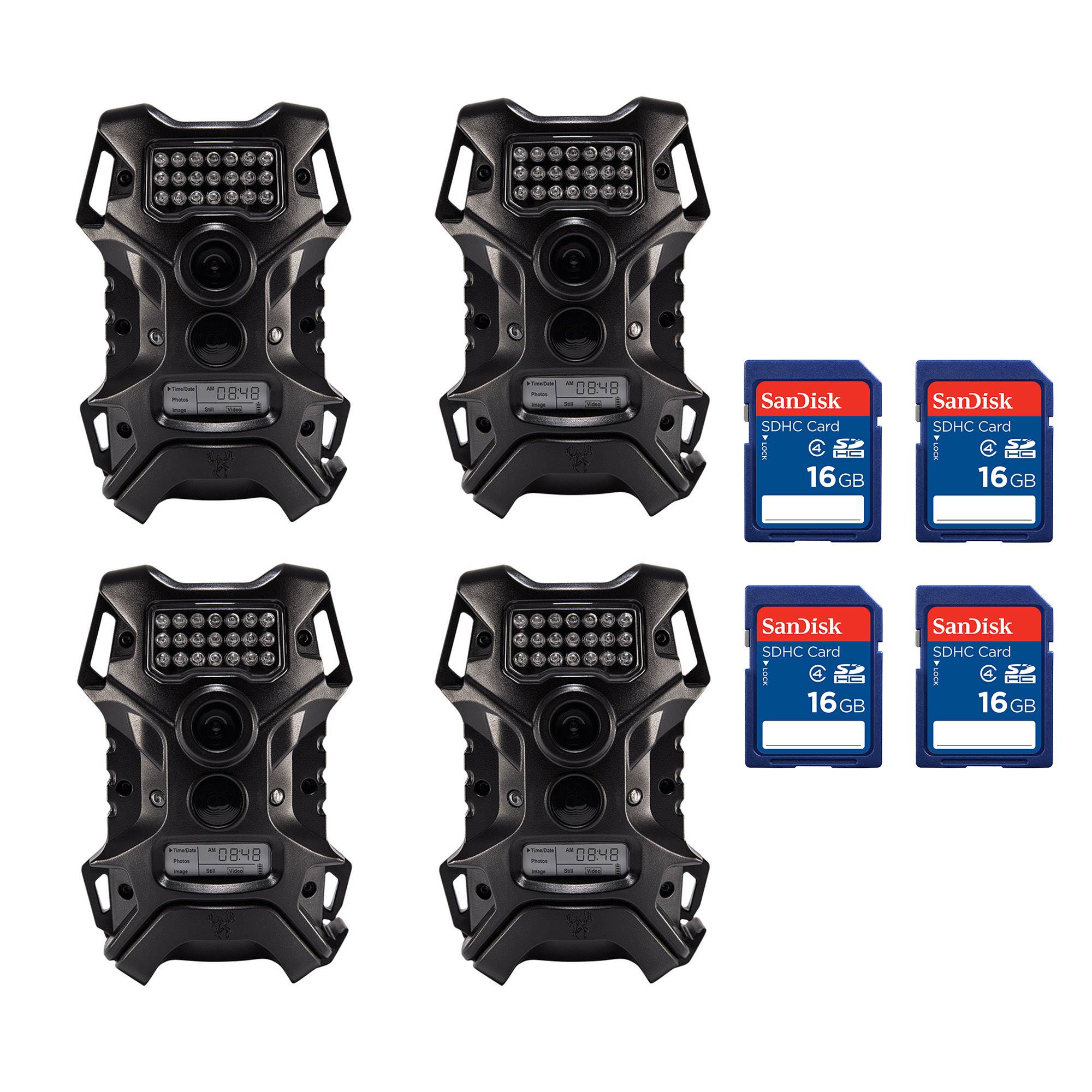 Wildgame Innovations Terra 10MP HD Game Trail Camera (4 Pack) + SD Card (4 Pack)