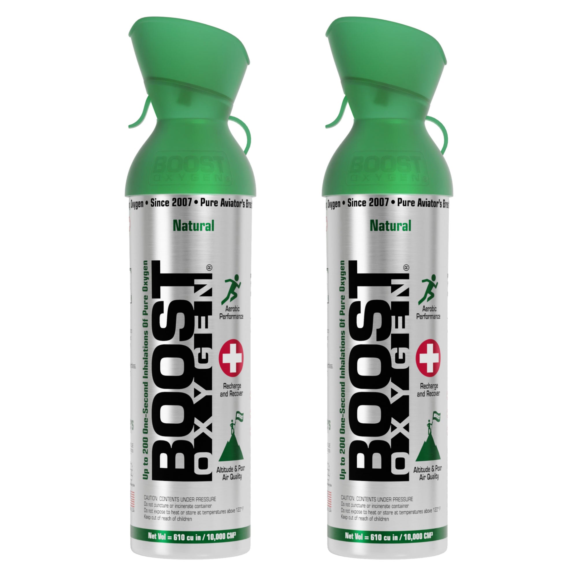 Boost Oxygen 10 Liter Canned Oxygen Bottle with Mouthpiece, Natural (2 Pack)