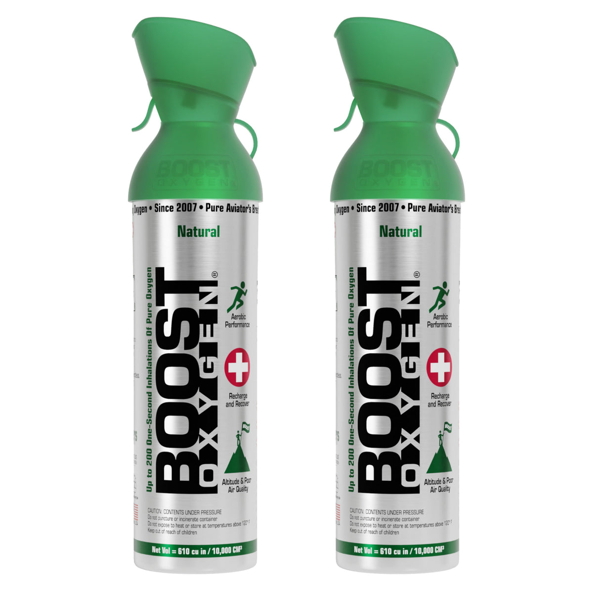 Boost Oxygen 10 Liter Canned Oxygen Bottle with Mouthpiece, Natural (2 Pack)