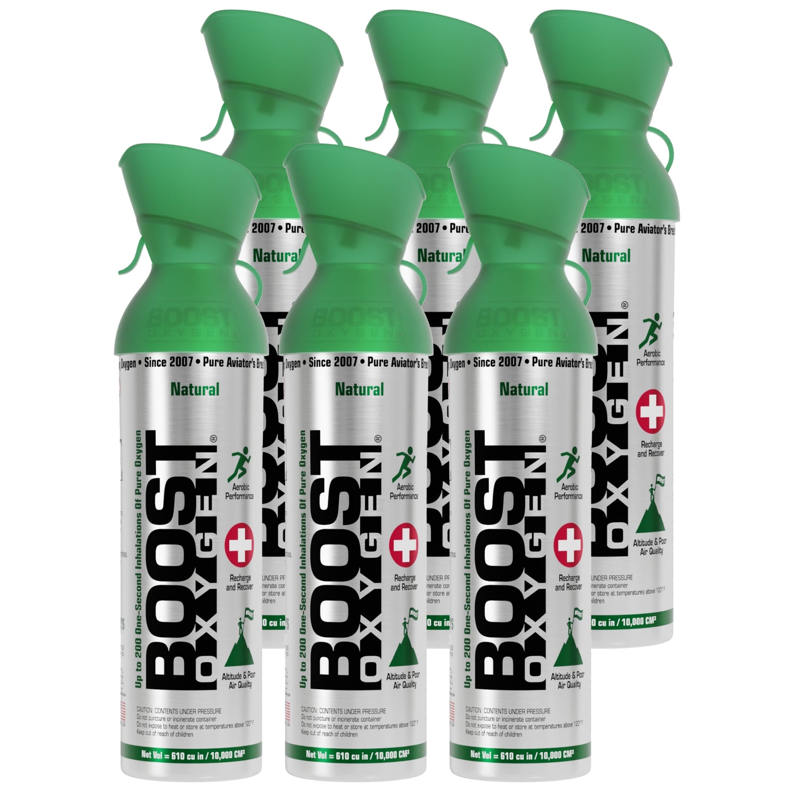 Boost Oxygen 10 Liter Canned Oxygen Bottle with Mouthpiece, Natural (6 Pack) - VMInnovations