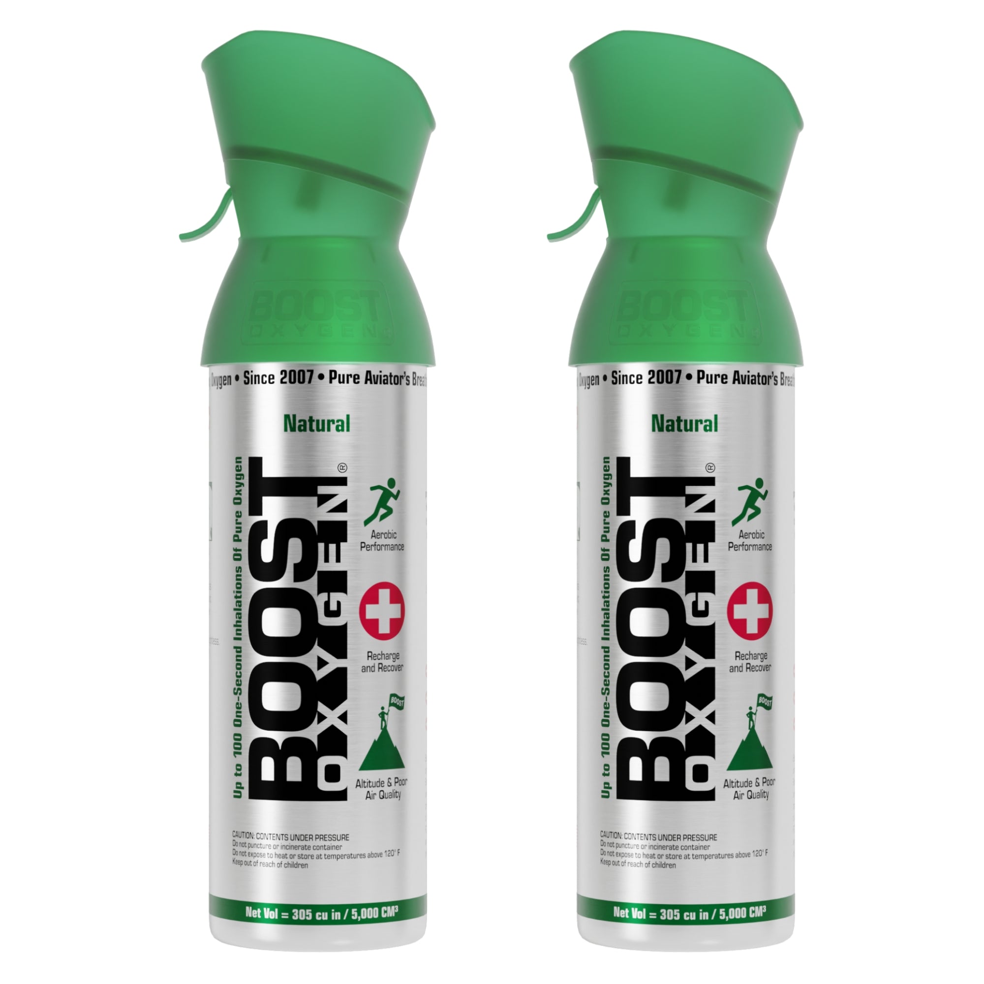 Boost Oxygen Natural Portable 5 Liter Pure Oxygen Canister, Flavorless (2 Pack)