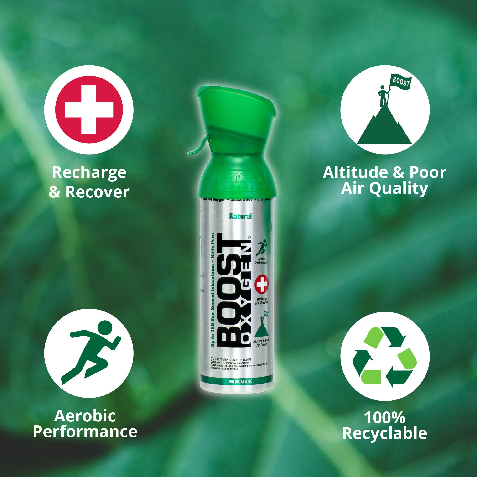 Boost Oxygen 5 Liter Canned Oxygen Bottle with Mouthpiece, Natural (6 Pack) - VMInnovations