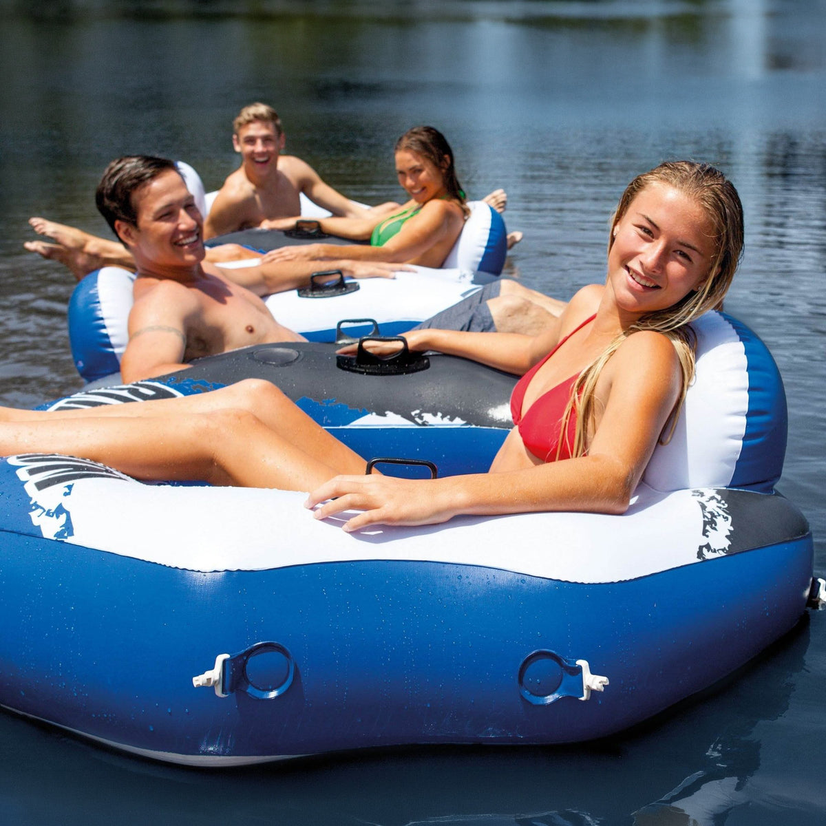 Intex 58854EP River Run Connect Lounge Inflatable Floating Water Tube (7 Pack) - VMInnovations