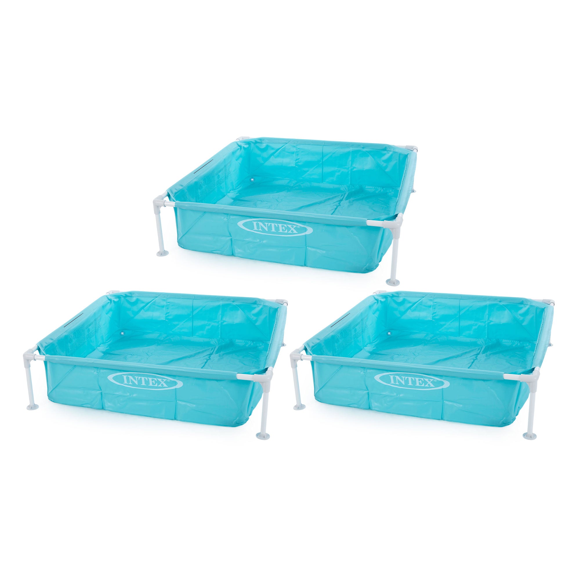 Intex 4ft x 4ft x 12in Mini Frame Kids Beginner Kiddie Swimming Pool (3 Pack) - VMInnovations