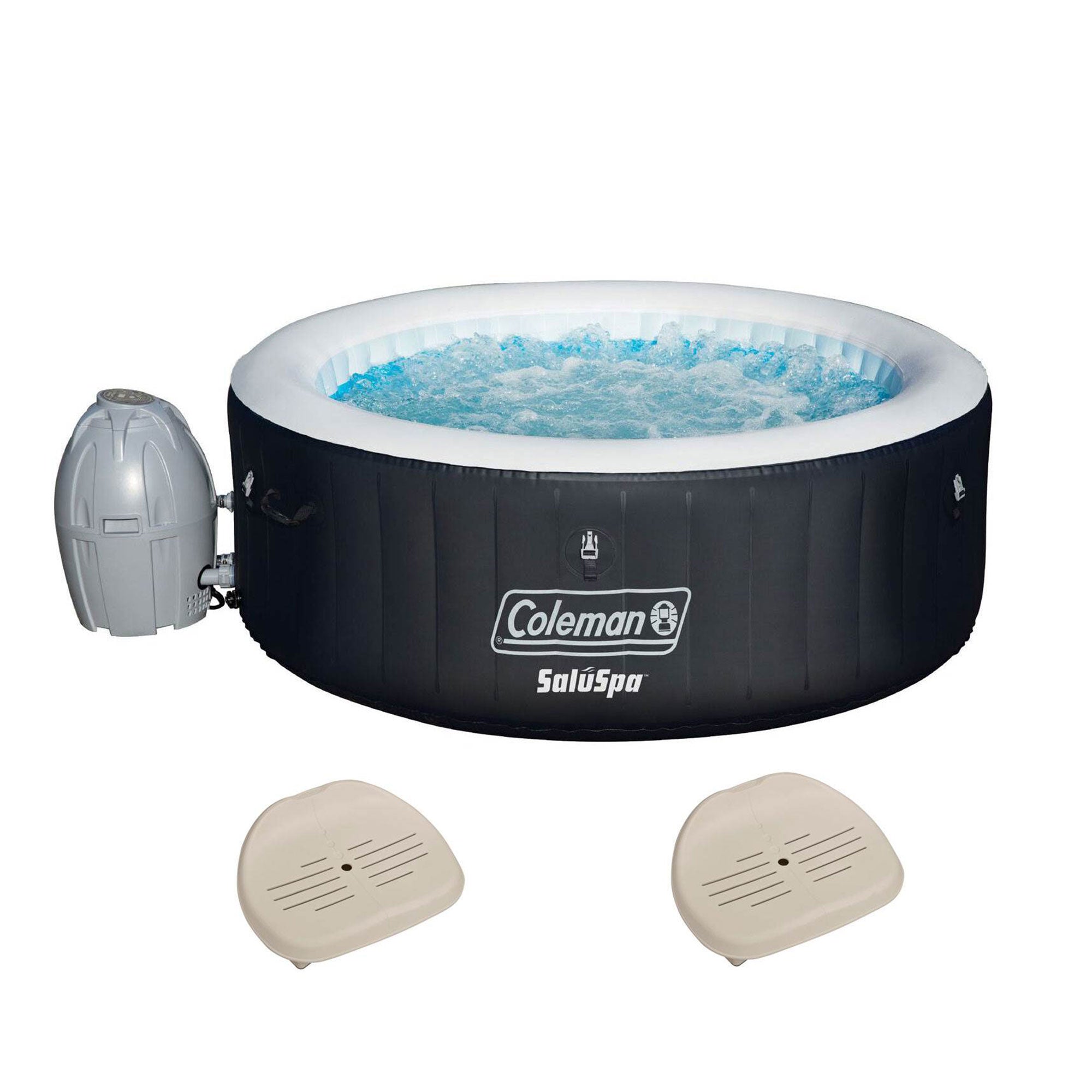 Coleman SaluSpa 4 Person Inflatable Outdoor Hot Tub & 2 Non-Slip Seat Accessory - VMInnovations