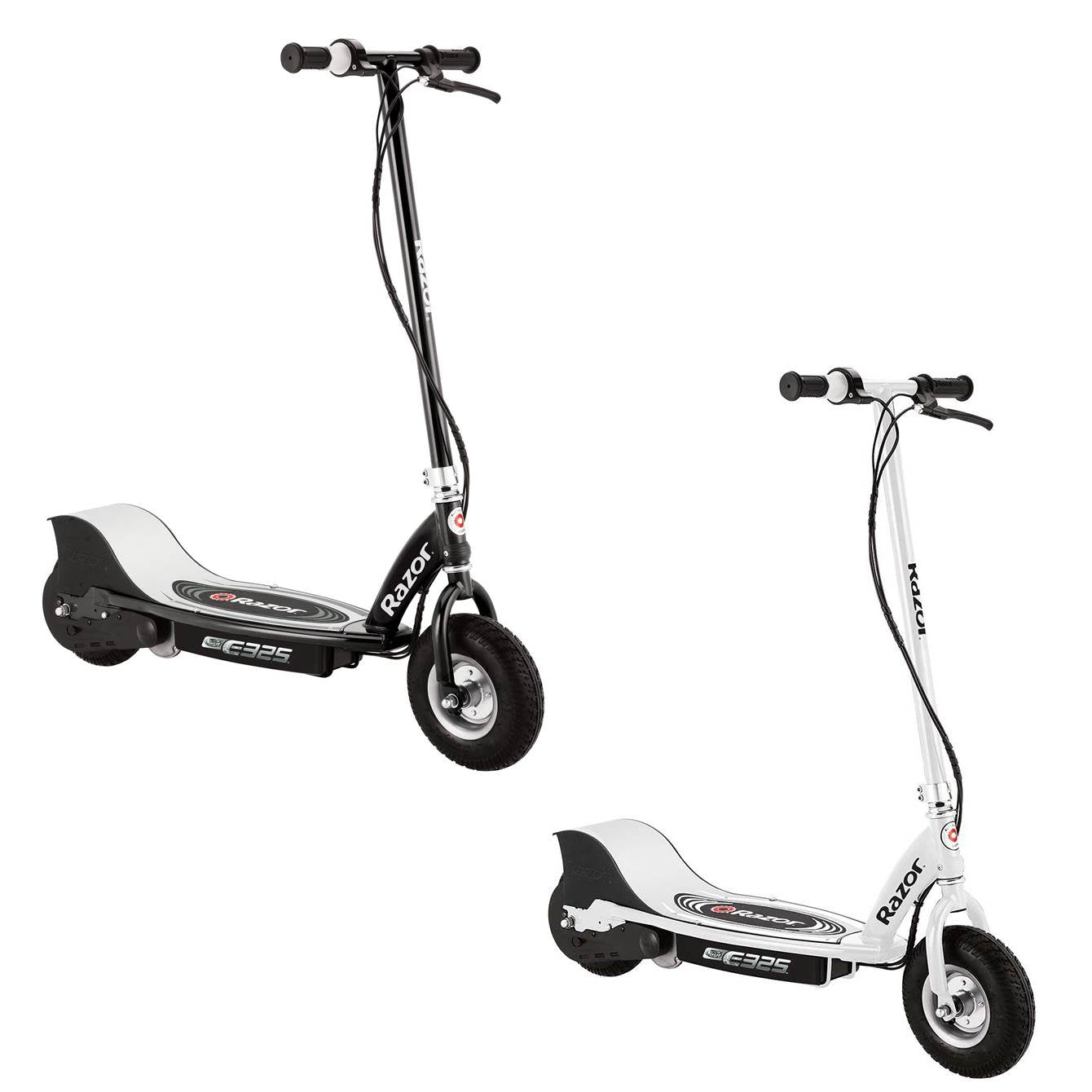 Razor E325 Adult Ride On High-Torque Electric Power Scooter, 1 Black & 1 White