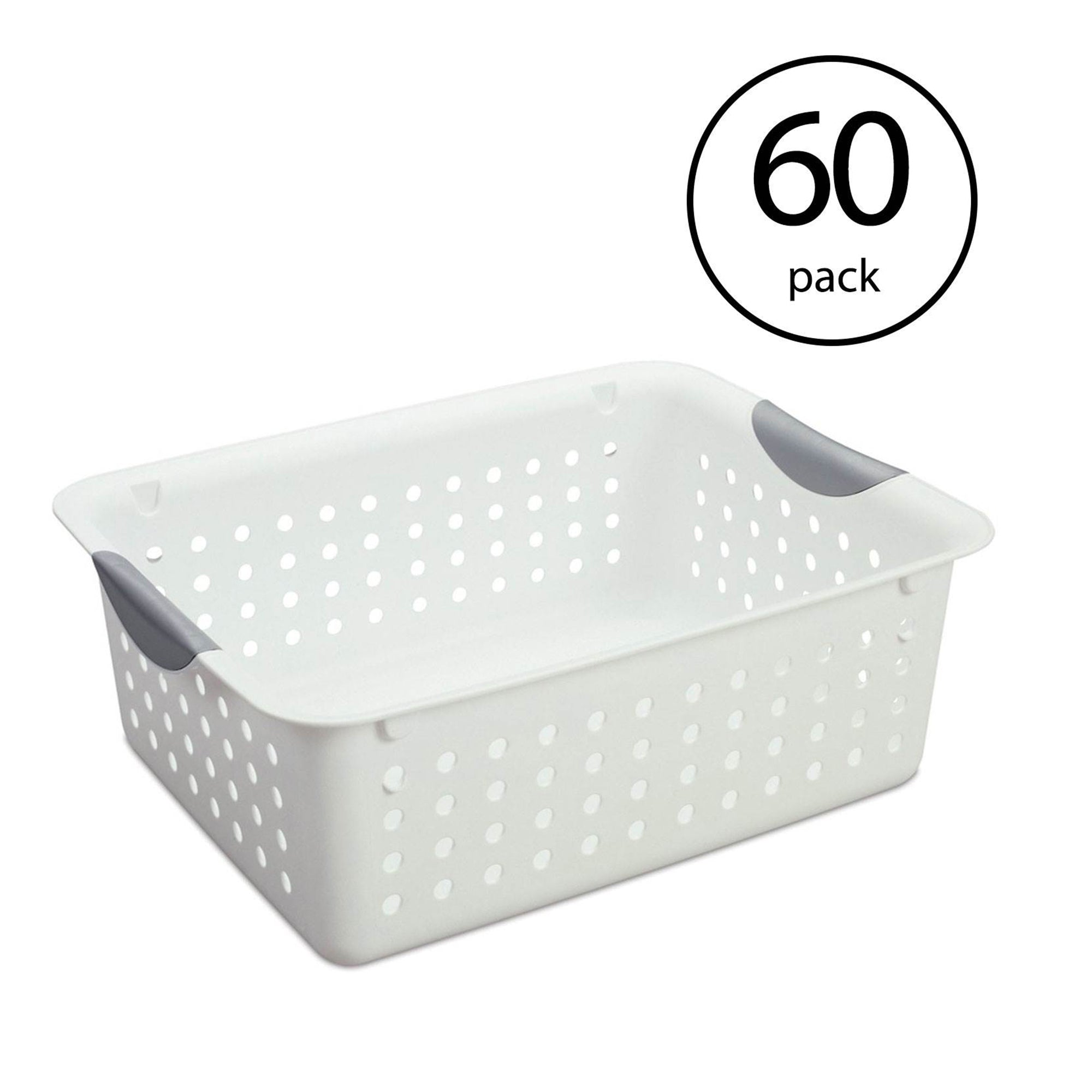 Sterilite 16248006 Medium Ultra Plastic Storage Organizer Basket White (60 Pack)