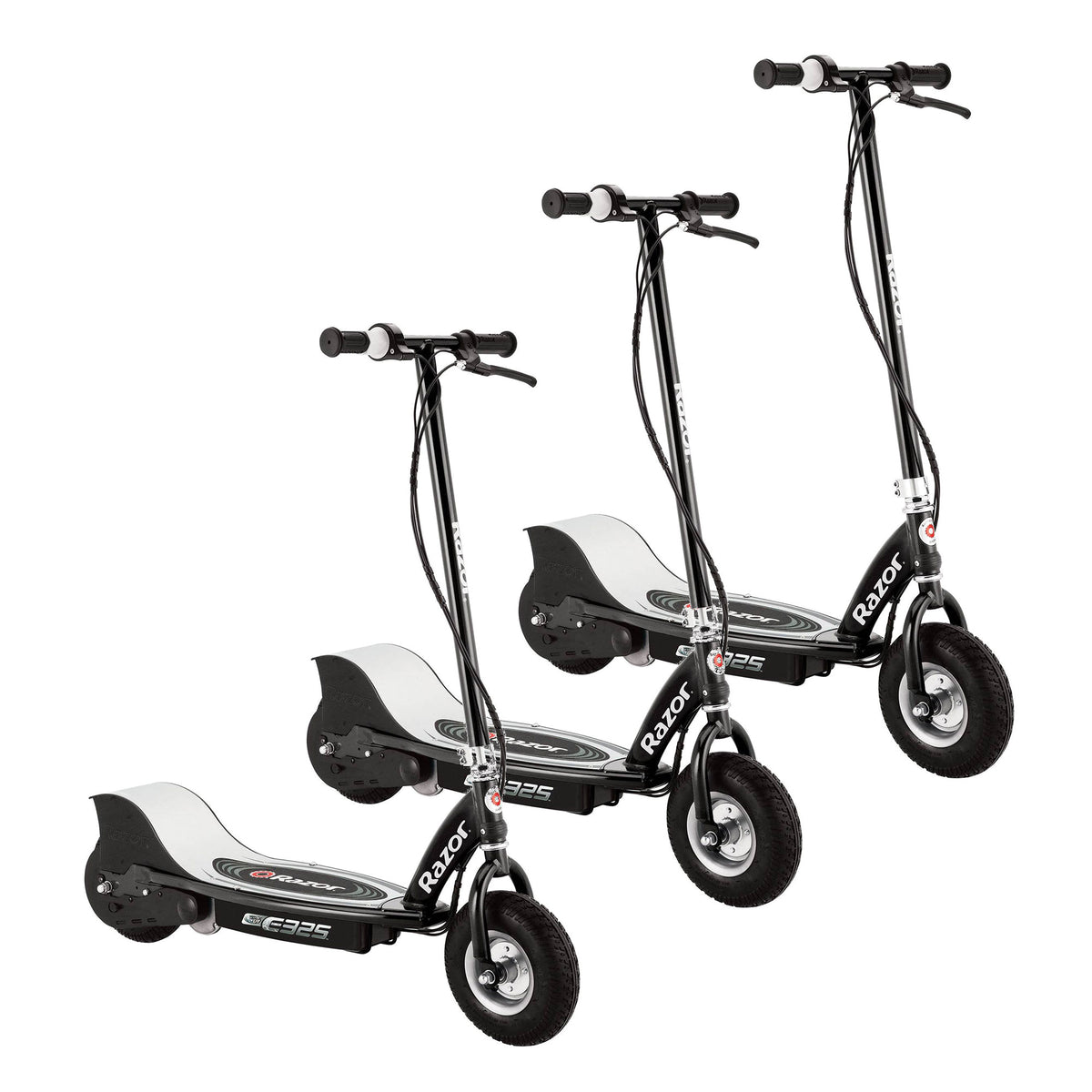 Razor E325 Adult RideOn 24V High-Torque Electric Powered Scooter, Black (3 Pack)
