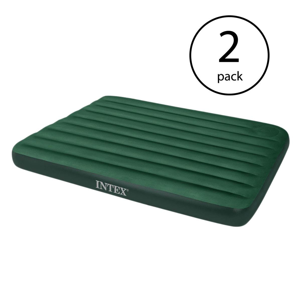 Intex 66929E Inflatable Downy Queen Air Bed Camping Mattress + Air Pump (2 Pack)