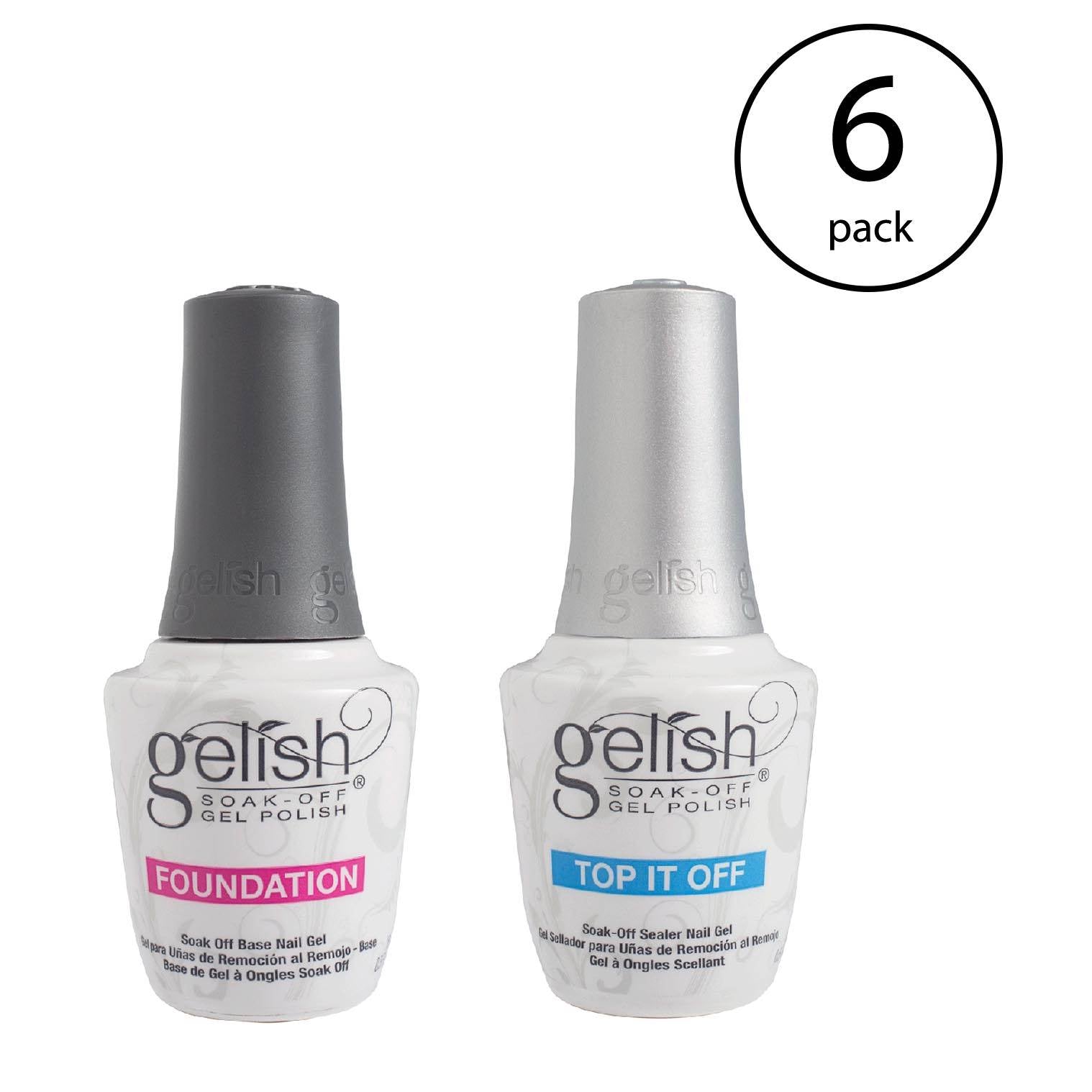 Gelish Dynamic Duo Foundation Base & Top It Off Sealer Gel Nail Polish (6 Pack)