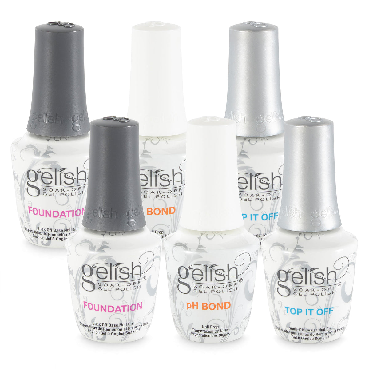 Gelish Terrific Trio Essentials Soak Off Gel Nail Polish Kit, 15 mL (2 Pack)