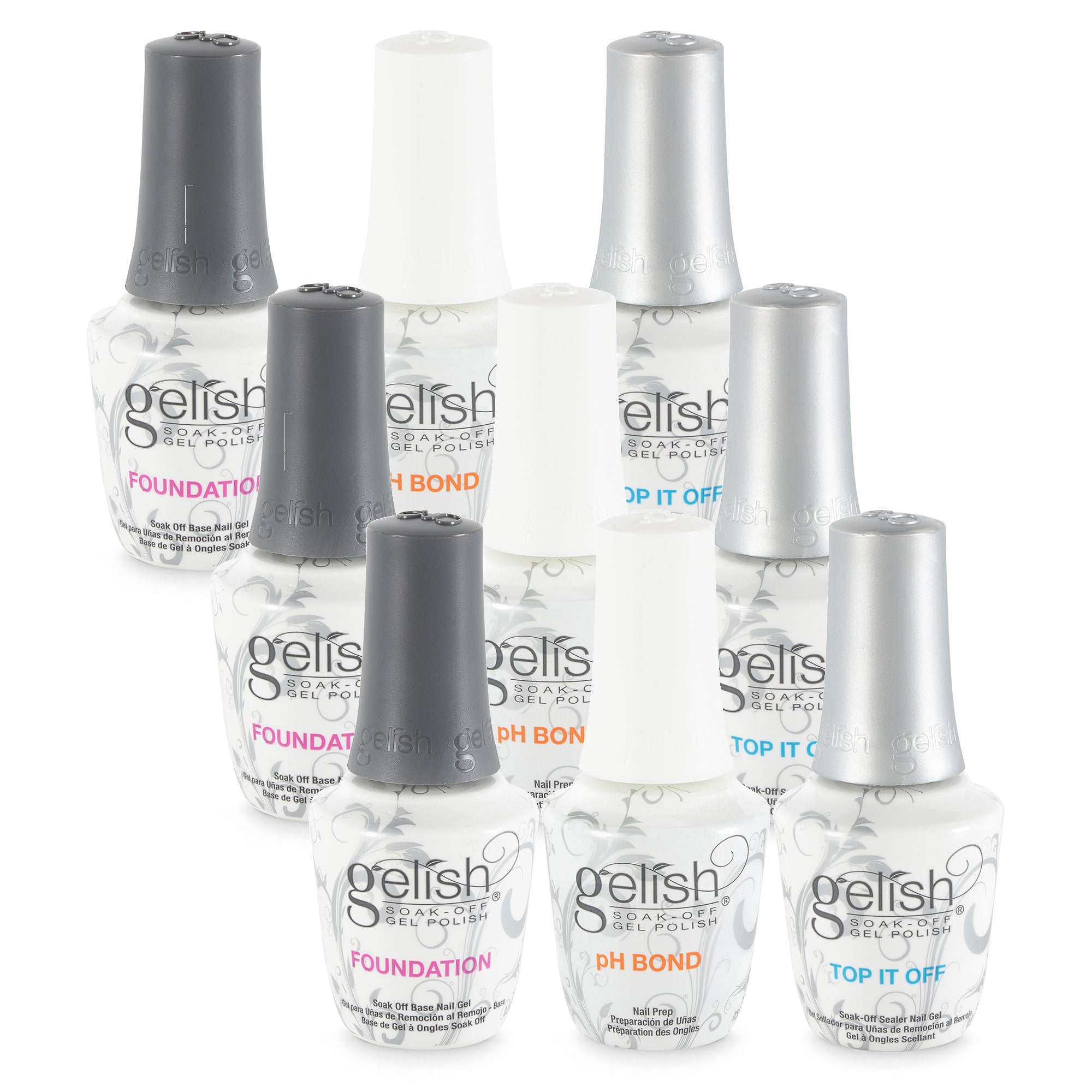 Gelish Terrific Trio Essentials Soak Off Gel Nail Polish Kit, 15 mL (3 Pack)