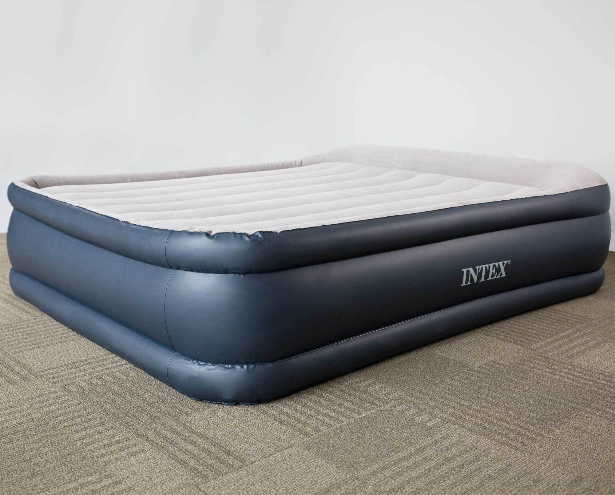 Intex Deluxe Raised Pillow Rest Air Bed with Built-In Air Pump, Queen (6 Pack)