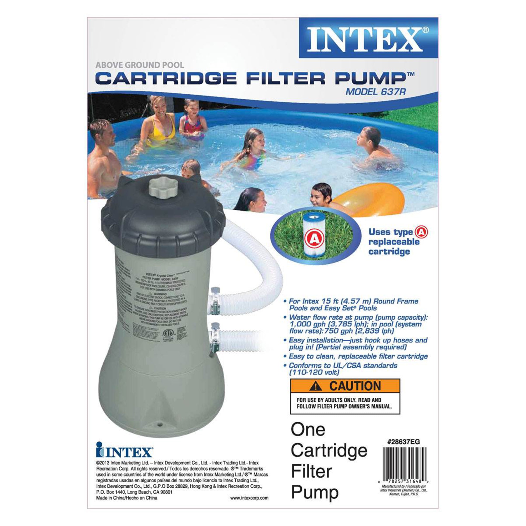Intex 1000 GPH Easy Set Above Ground Pool Cartridge Filter Pump System (2 Pack)