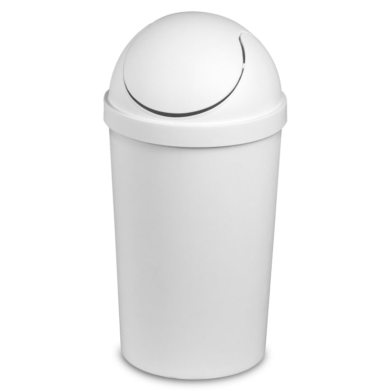 Sterilite 10838006 3 Gallon Round Swing Top Plastic Wastebasket, White (6 Pack) - VMInnovations