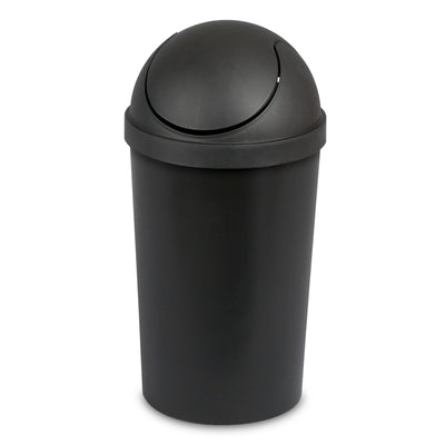 Sterilite 10839006 3 Gallon Round Swing Top Plastic Wastebasket, Black (6 Pack)