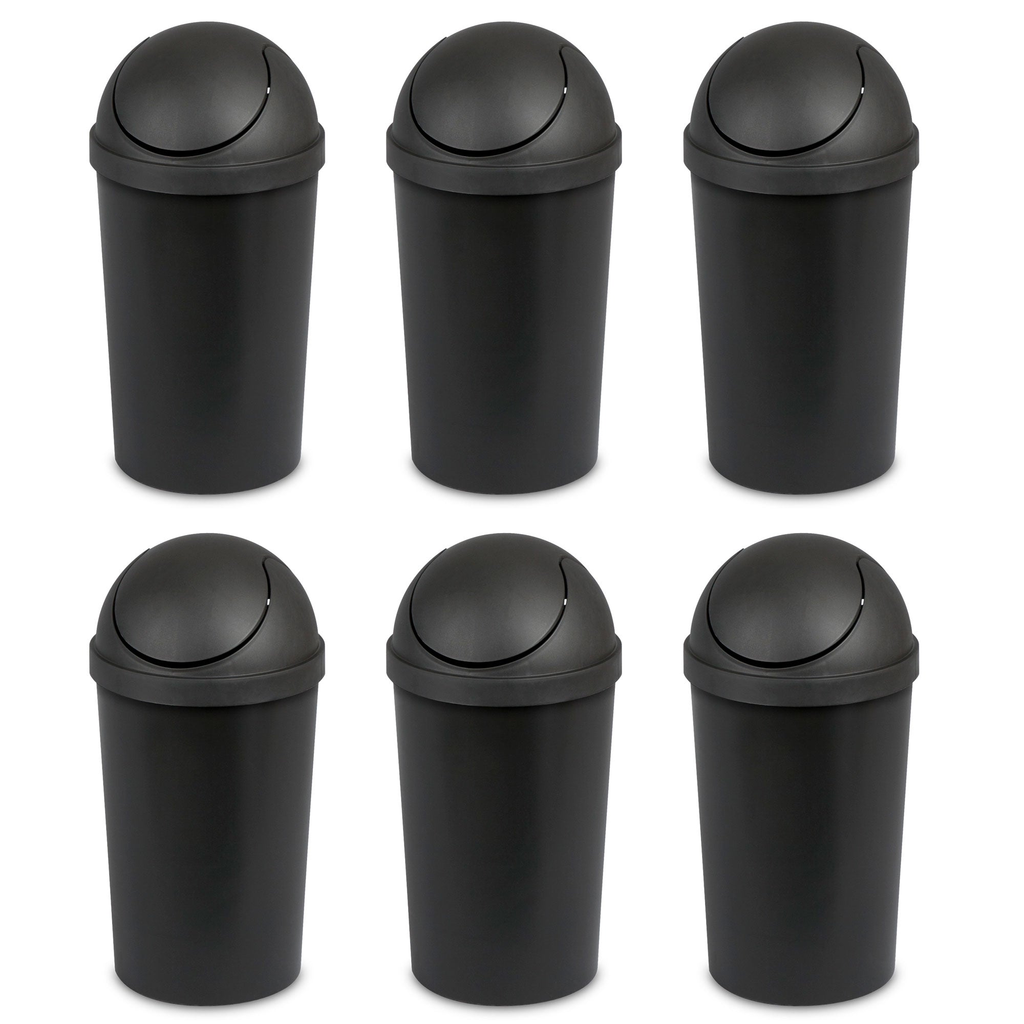 Sterilite 10839006 3 Gallon Round Swing Top Plastic Wastebasket, Black (Open Box)
