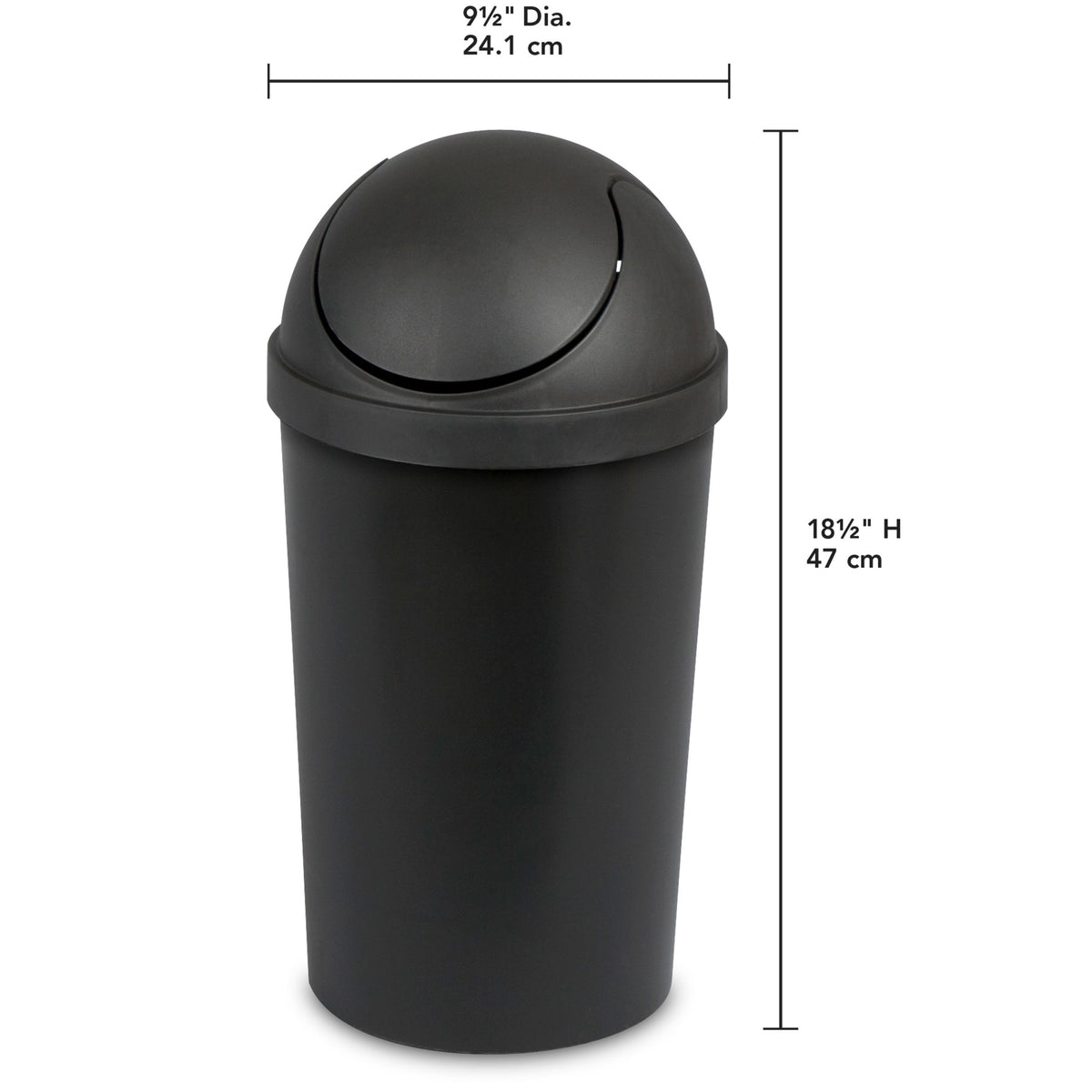 Sterilite 10839006 3 Gallon Round Swing Top Plastic Wastebasket, Black (Open Box)