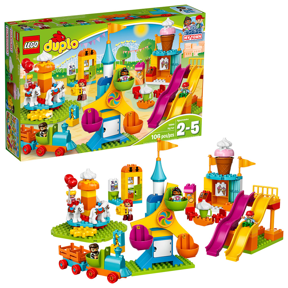 LEGO DUPLO 10840 Big Fair 106 Build Block Set w/ 5 Minifigures Set for Toddlers