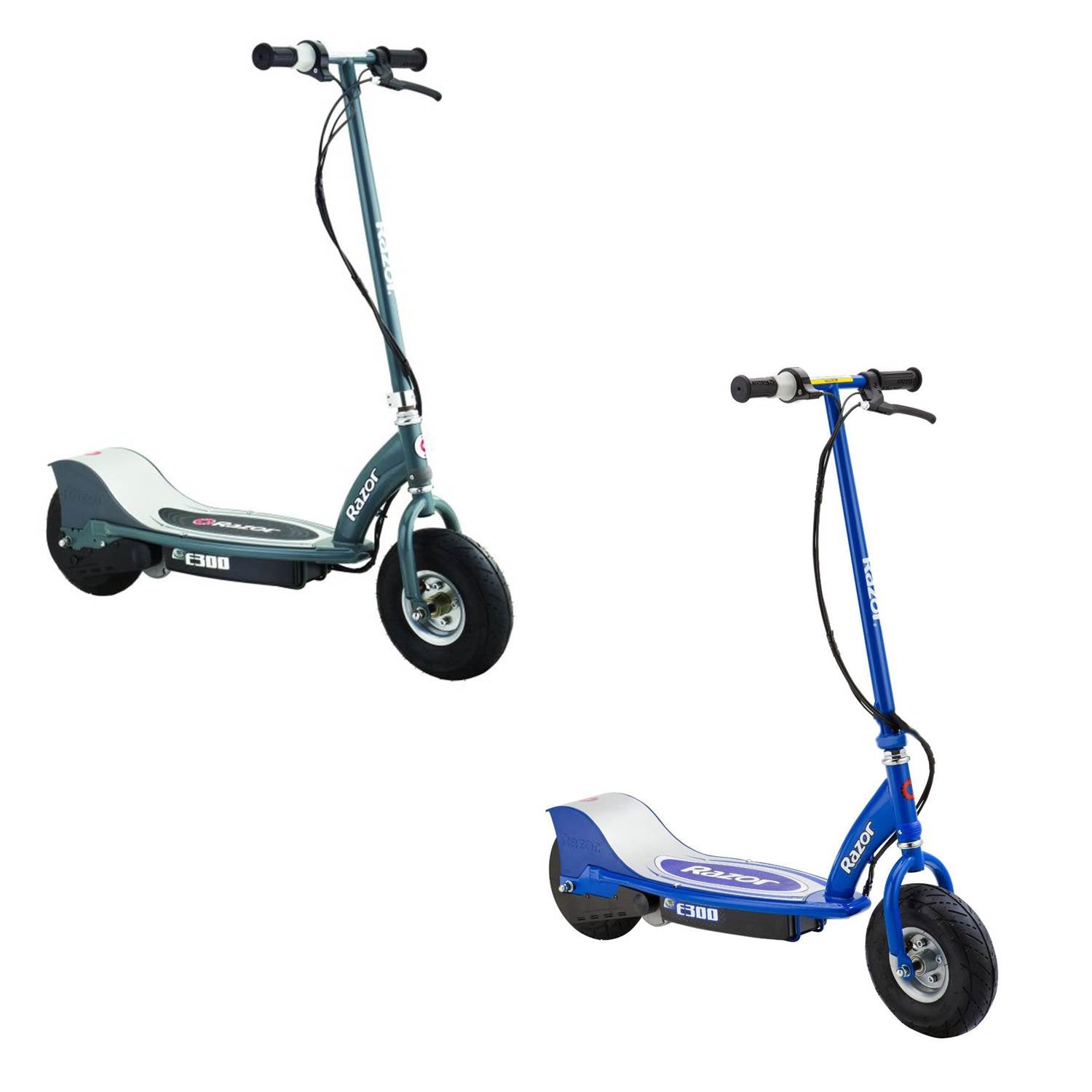 Razor E300 Rechargeable Electric Motorized Ride On Kid Scooters, 1 Gray & 1 Blue