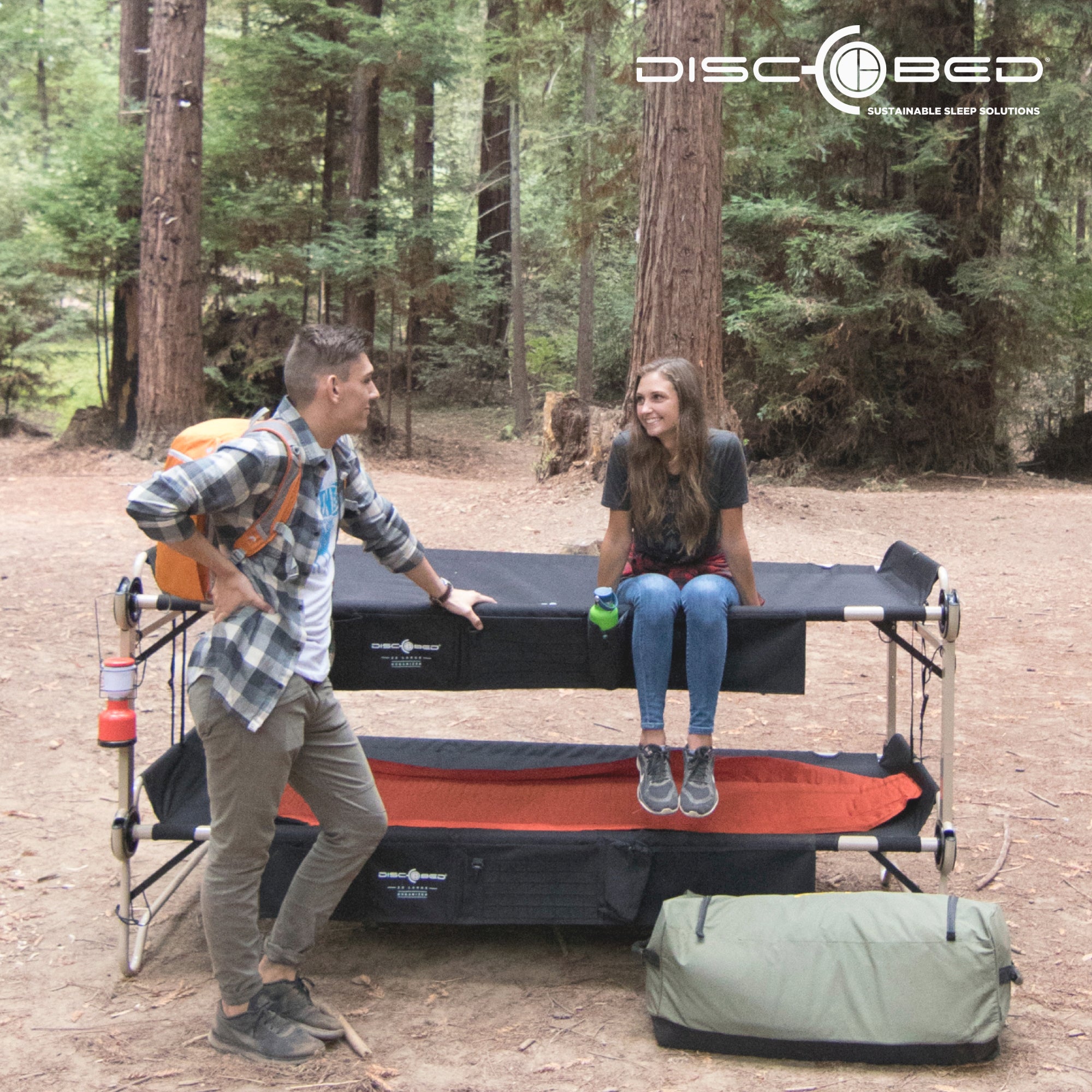 Disc-O-Bed 2XL Cam-O- Bunked Organizers Double Camping Cot, Black (Open Box) - VMInnovations
