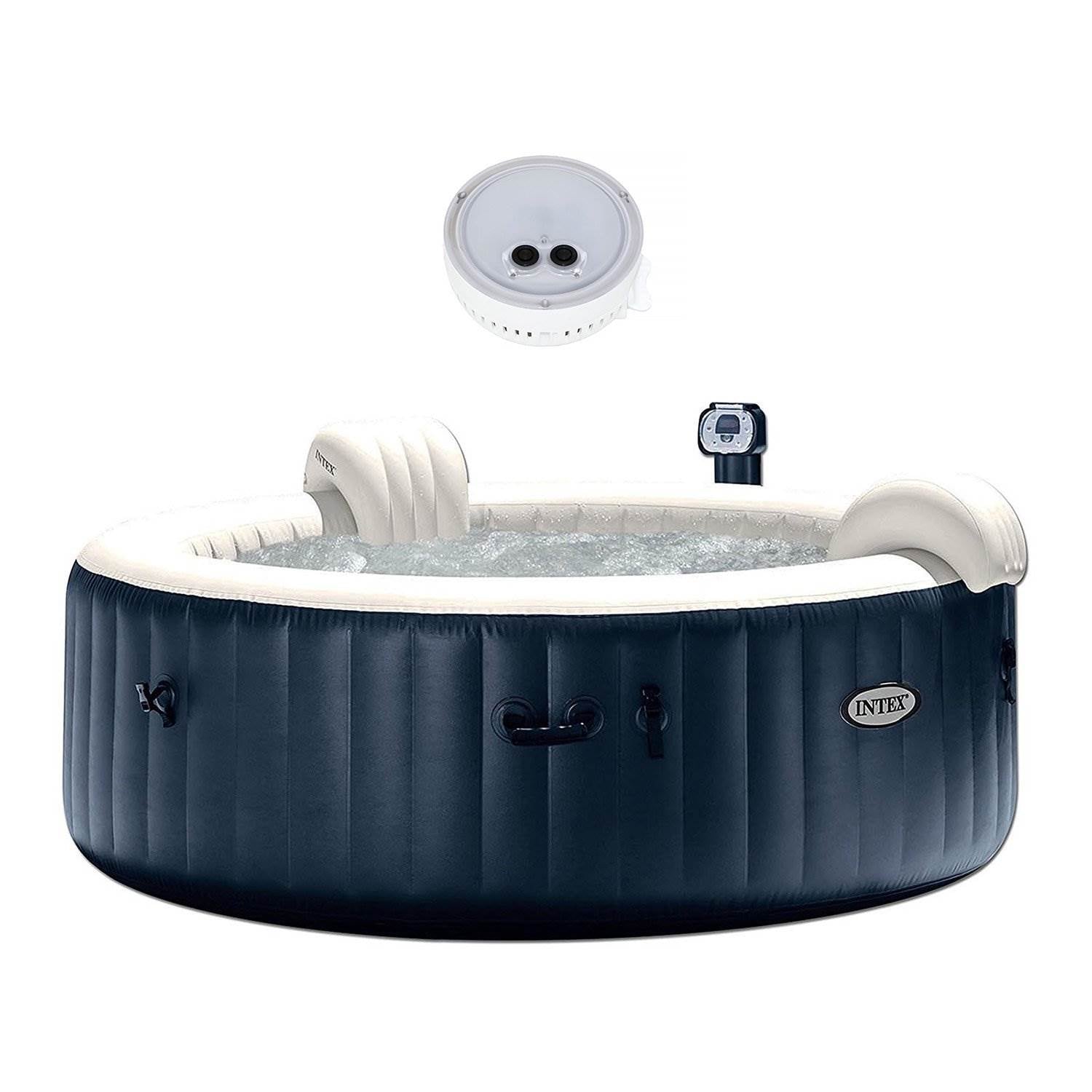 Intex PureSpa Inflatable Bubble Jets 6 Person Hot Tub and Battery LED Light