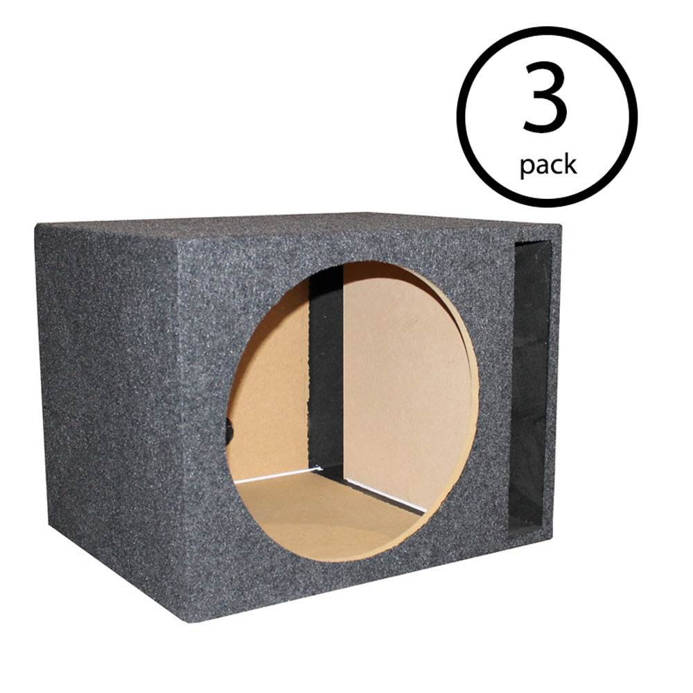 Q-Power 15" Single Empty Vented Car Audio Subwoofer Sub Box Enclosure (3 Pack)